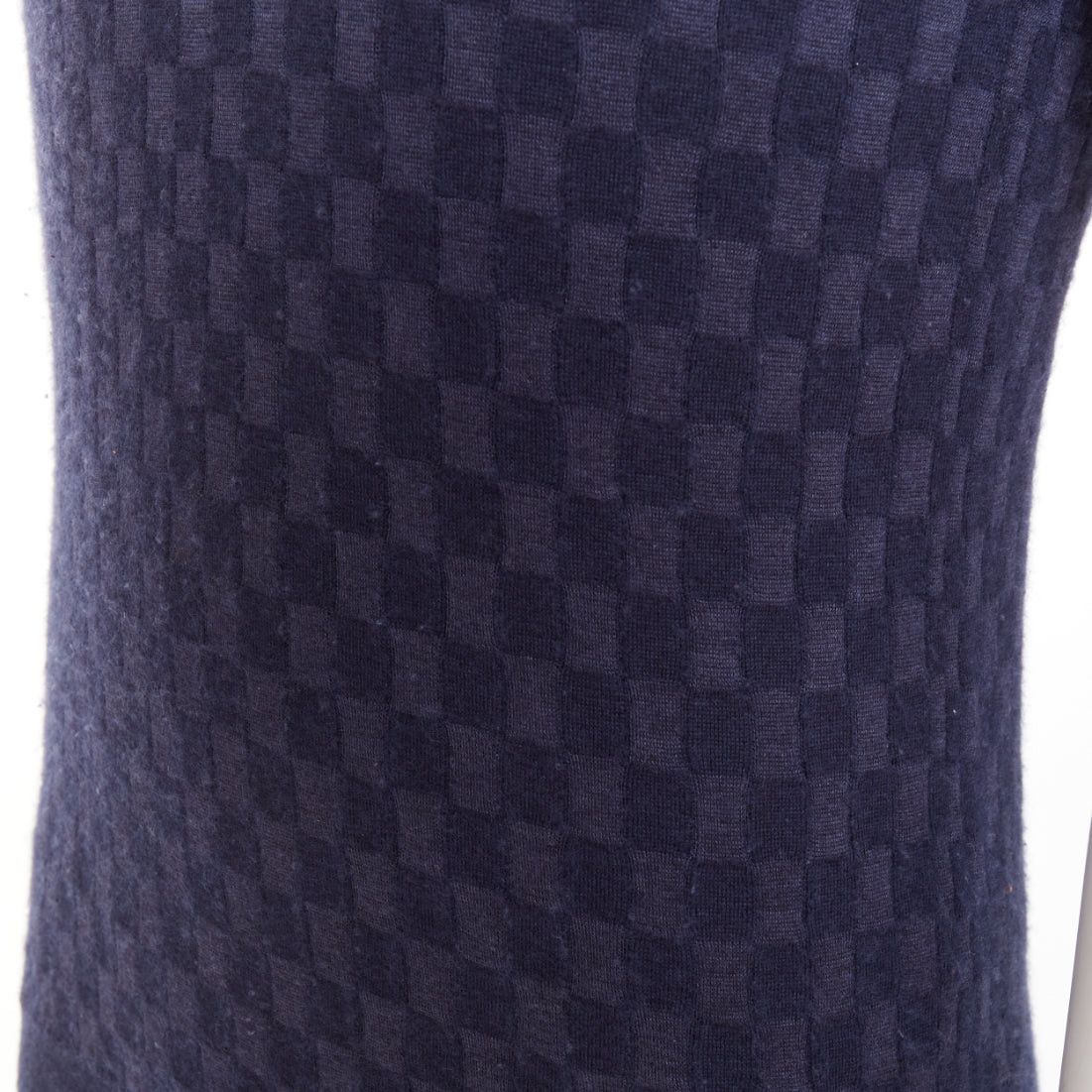 Louis Vuitton LOUIS VUITTON navy cashmere silk Damier checked knit polo shirt S Size US S / EU 44-46 / 1 - 8 Thumbnail