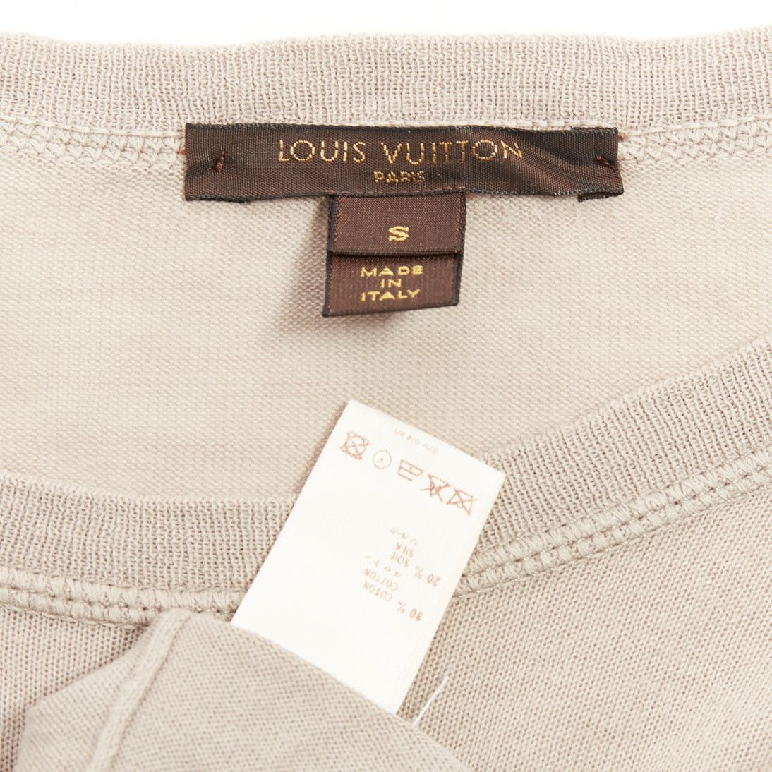 Louis Vuitton LOUIS VUITTON taupe cotton silk LV logo long sleeve fine knit sweater S Size US S / EU 44-46 / 1 - 8 Thumbnail