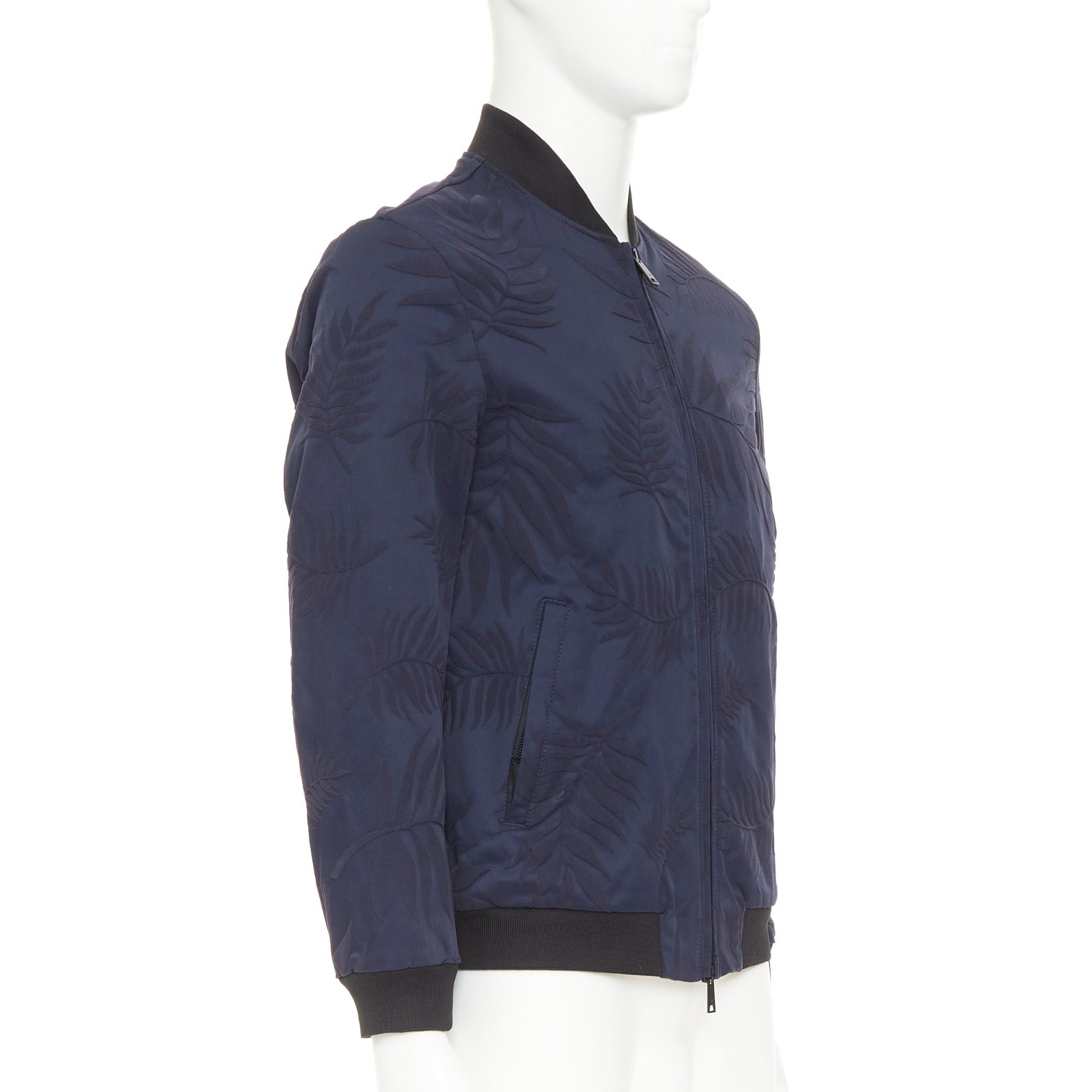 Giorgio Armani GIORGIO ARMANI navy water repellent Fern leaf jacquard bomber jacket IT46 S Size US S / EU 44-46 / 1 - 4 Thumbnail