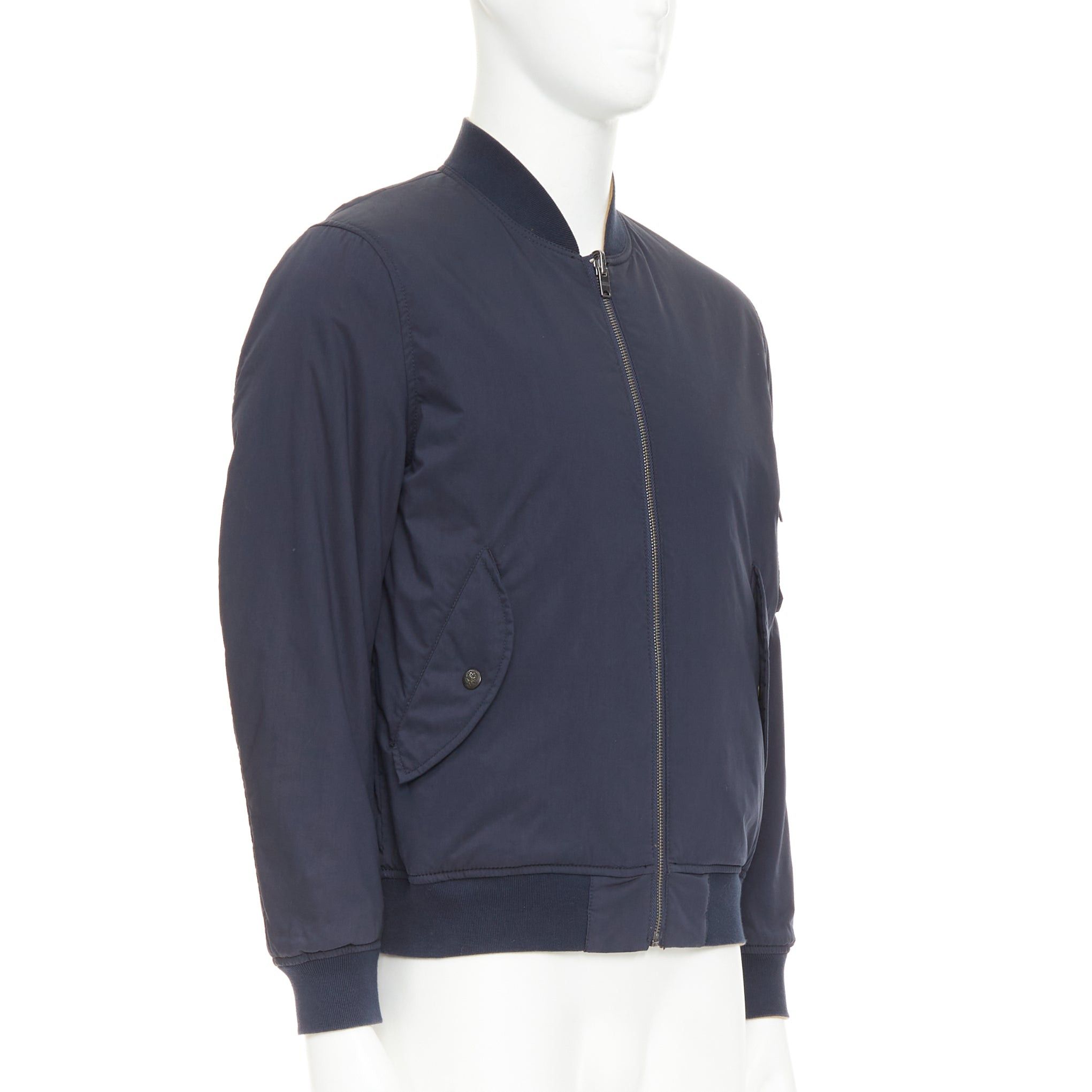 Other KENT AND CURWEN Reversible navy brown cotton blend zip up bomber jacket M Size US M / EU 48-50 / 2 - 5 Thumbnail