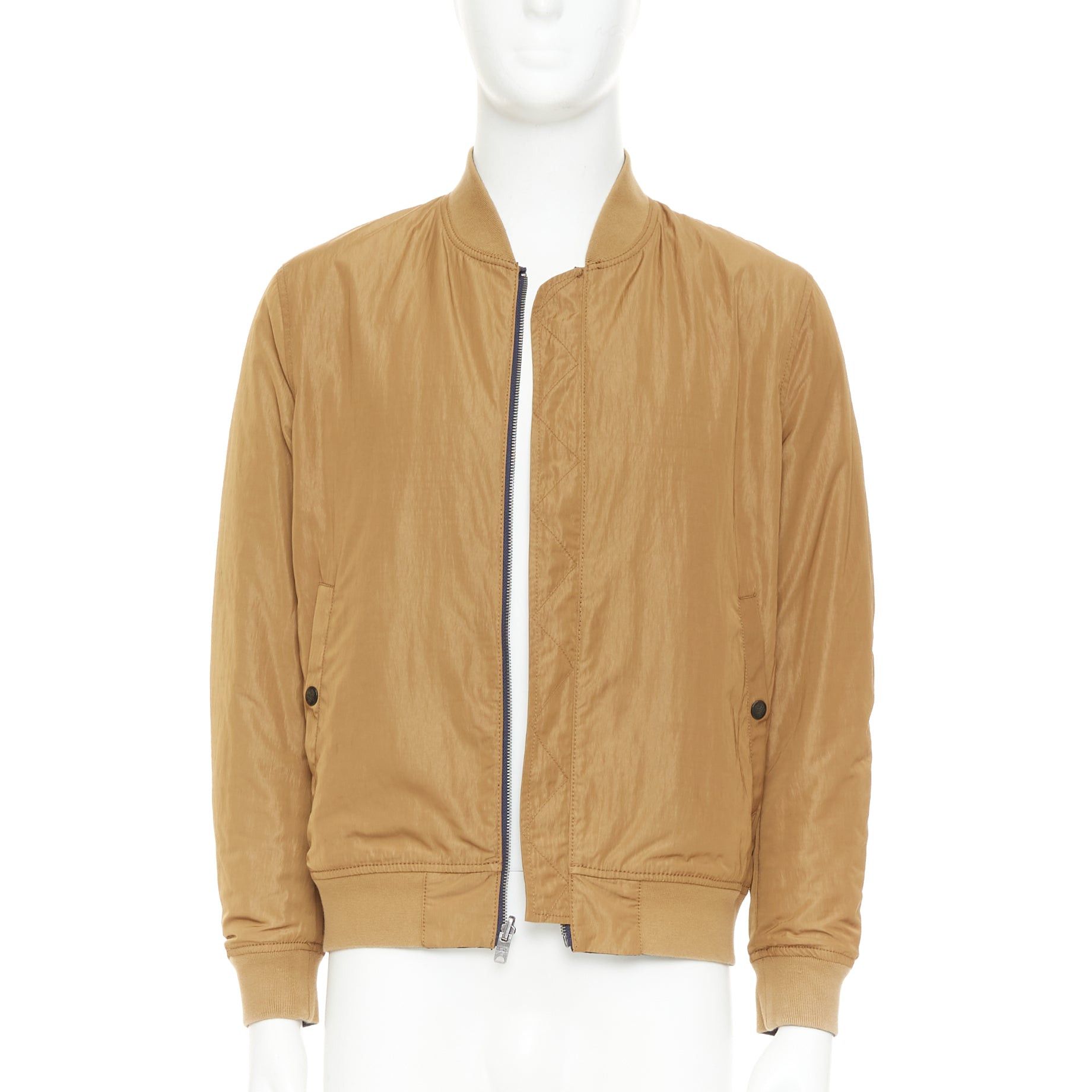 Other KENT AND CURWEN Reversible navy brown cotton blend zip up bomber jacket M Size US M / EU 48-50 / 2 - 2 Thumbnail