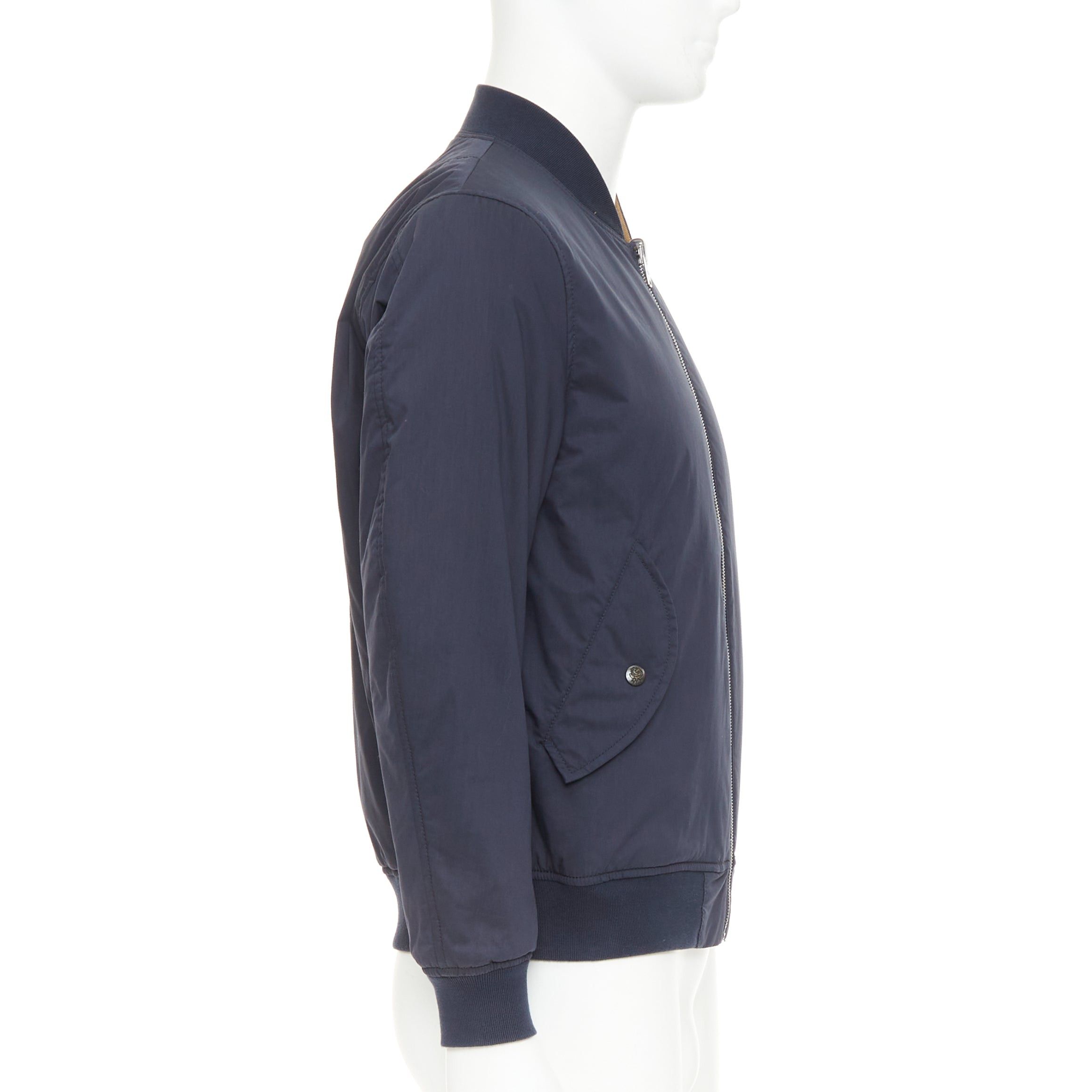 Other KENT AND CURWEN Reversible navy brown cotton blend zip up bomber jacket M Size US M / EU 48-50 / 2 - 7 Thumbnail