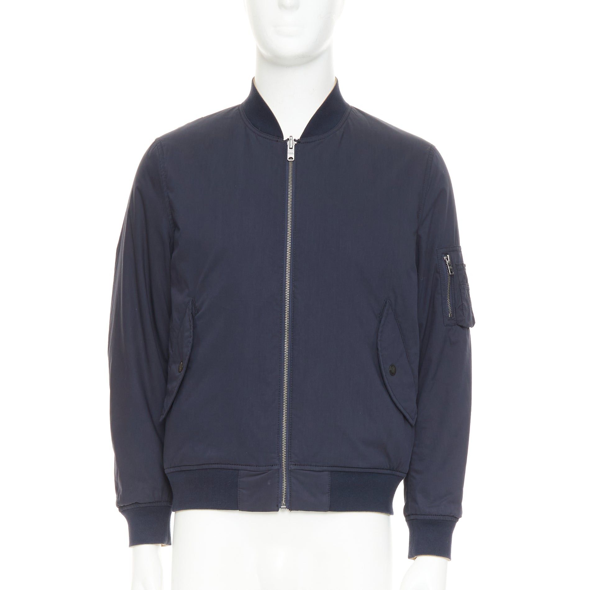 Other KENT AND CURWEN Reversible navy brown cotton blend zip up bomber jacket M Size US M / EU 48-50 / 2 - 3 Thumbnail