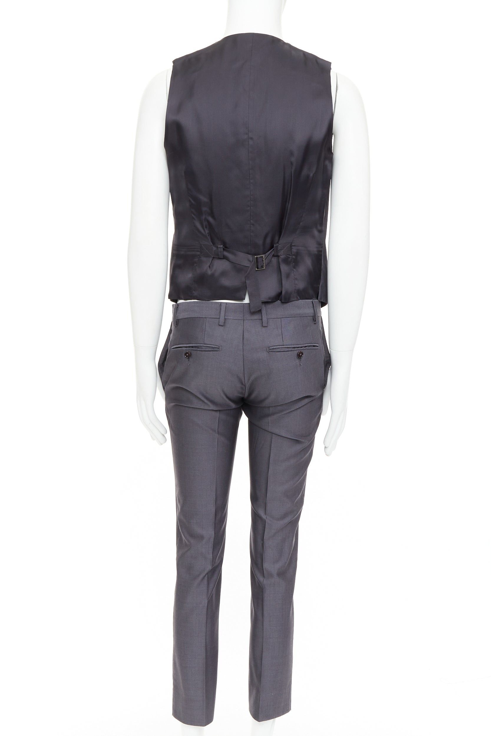 Dolce & Gabbana DOLCE GABBANA Martini grey virgin wool silk single breast full canvas 3 pc suit IT44 XS Size 44R - 8 Thumbnail