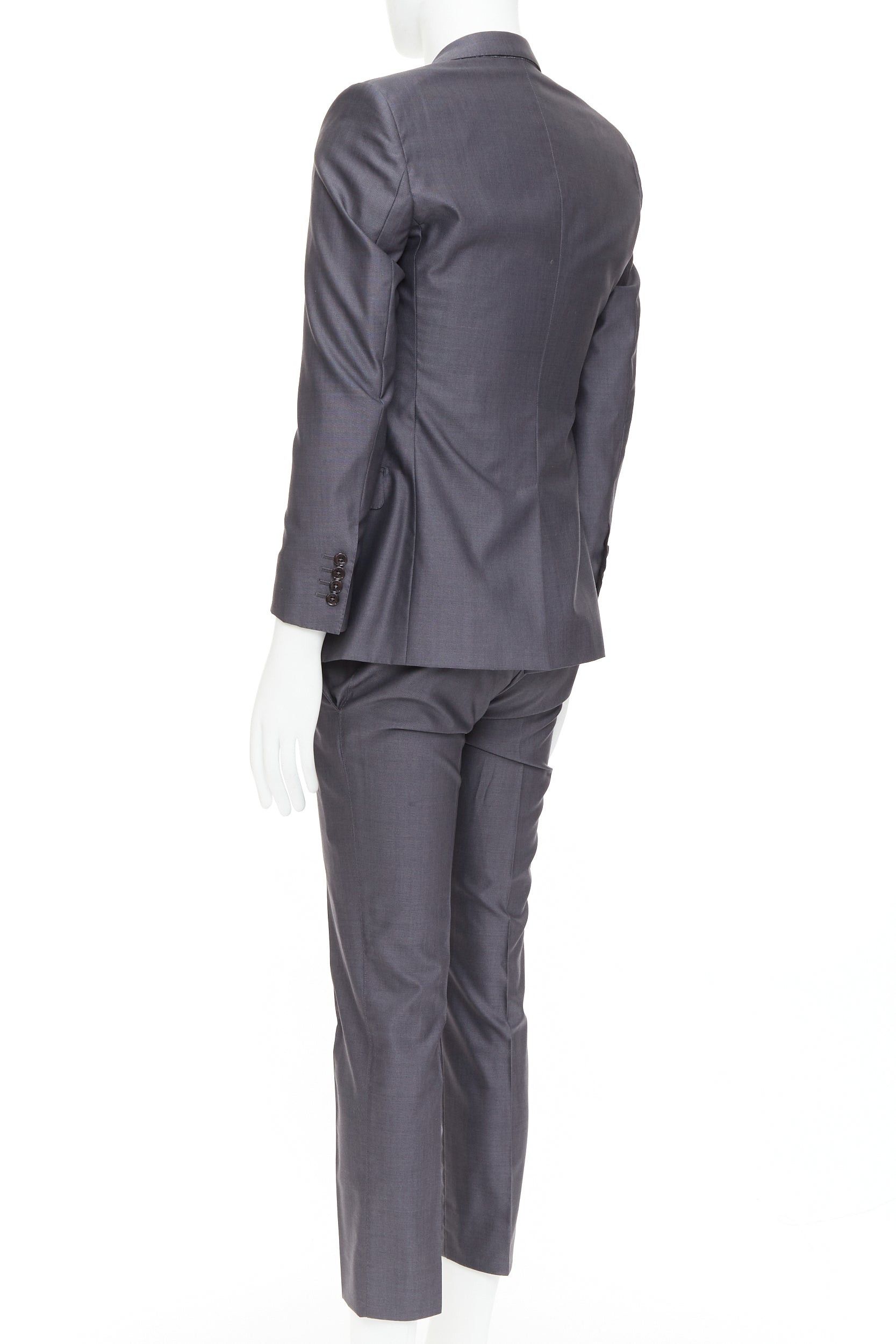 Dolce & Gabbana DOLCE GABBANA Martini grey virgin wool silk single breast full canvas 3 pc suit IT44 XS Size 44R - 6 Thumbnail