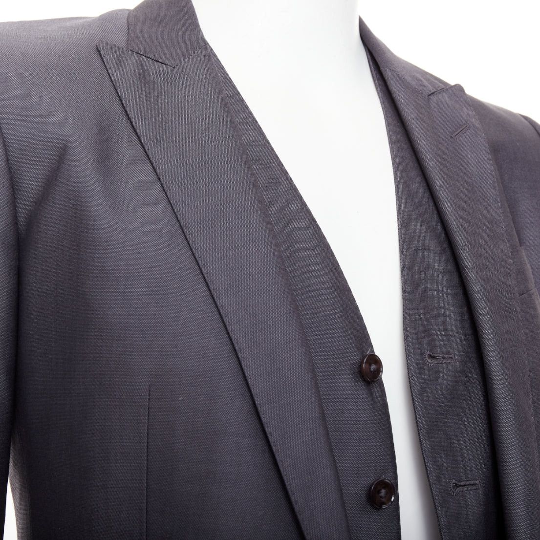 Dolce & Gabbana DOLCE GABBANA Martini grey virgin wool silk single breast full canvas 3 pc suit IT44 XS Size 44R - 2 Thumbnail