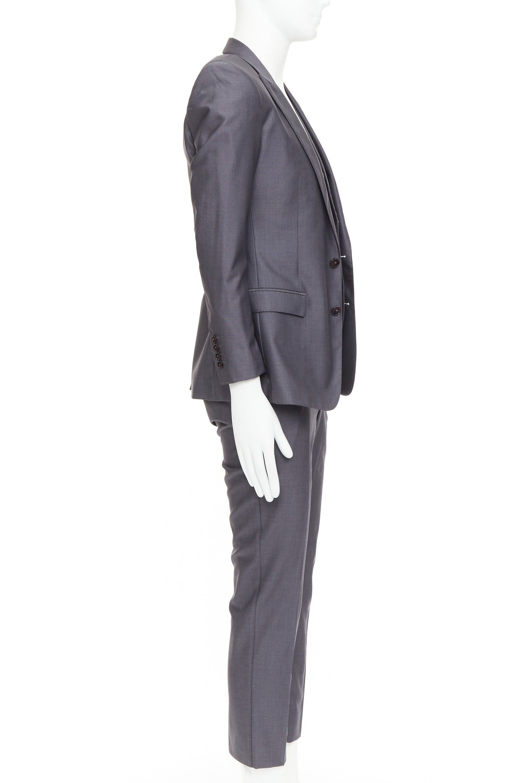 Dolce & Gabbana DOLCE GABBANA Martini grey virgin wool silk single breast full canvas 3 pc suit IT44 XS Size 44R - 4 Thumbnail