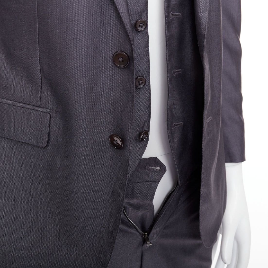 Dolce & Gabbana DOLCE GABBANA Martini grey virgin wool silk single breast full canvas 3 pc suit IT44 XS Size 44R - 9 Thumbnail