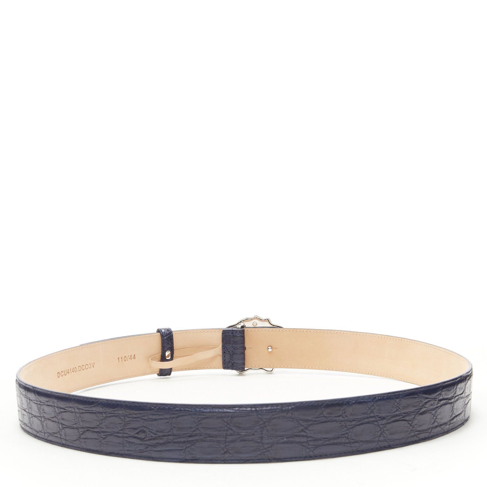 Versace VERSACE $1200 La Medusa silver buckle blue scaled leather belt 105cm 40-44" Size 40 - 3 Thumbnail