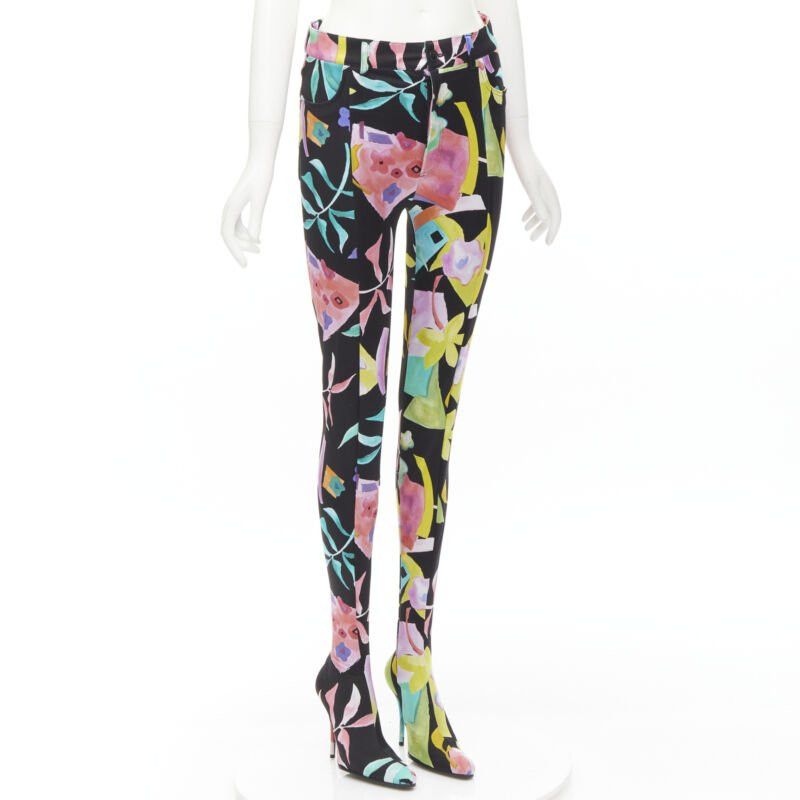 Balenciaga BALENCIAGA Runway Demna Pantashoe black floral heel boots pants IT38 EU37 Size US 7 / IT 37 - 2 Thumbnail