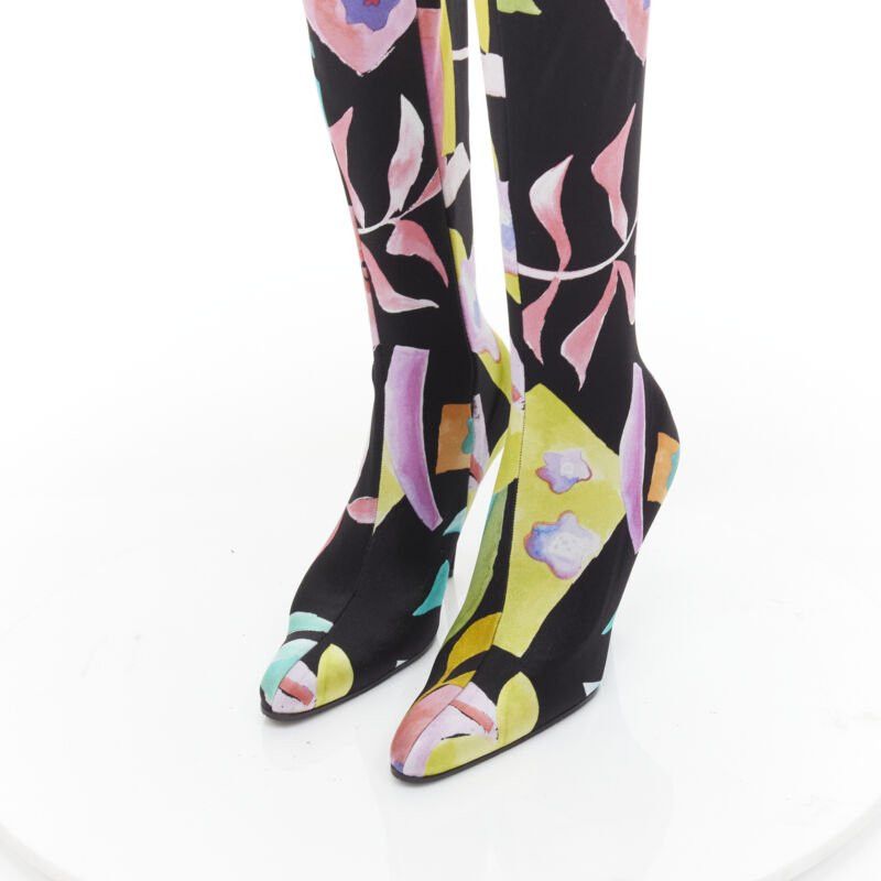 Balenciaga BALENCIAGA Runway Demna Pantashoe black floral heel boots pants IT38 EU37 Size US 7 / IT 37 - 8 Thumbnail
