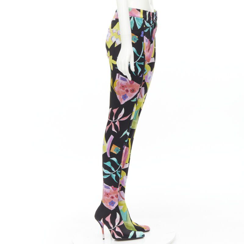 Balenciaga BALENCIAGA Runway Demna Pantashoe black floral heel boots pants IT38 EU37 Size US 7 / IT 37 - 3 Thumbnail