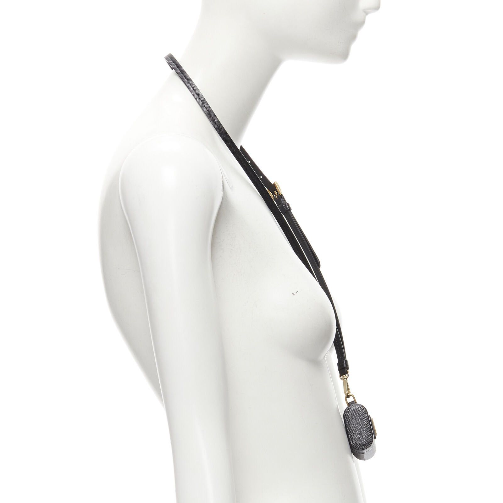 Prada PRADA Symbole Triangle logo saffiano leather AirPods lanyard bag black red Size ONE SIZE - 4 Thumbnail