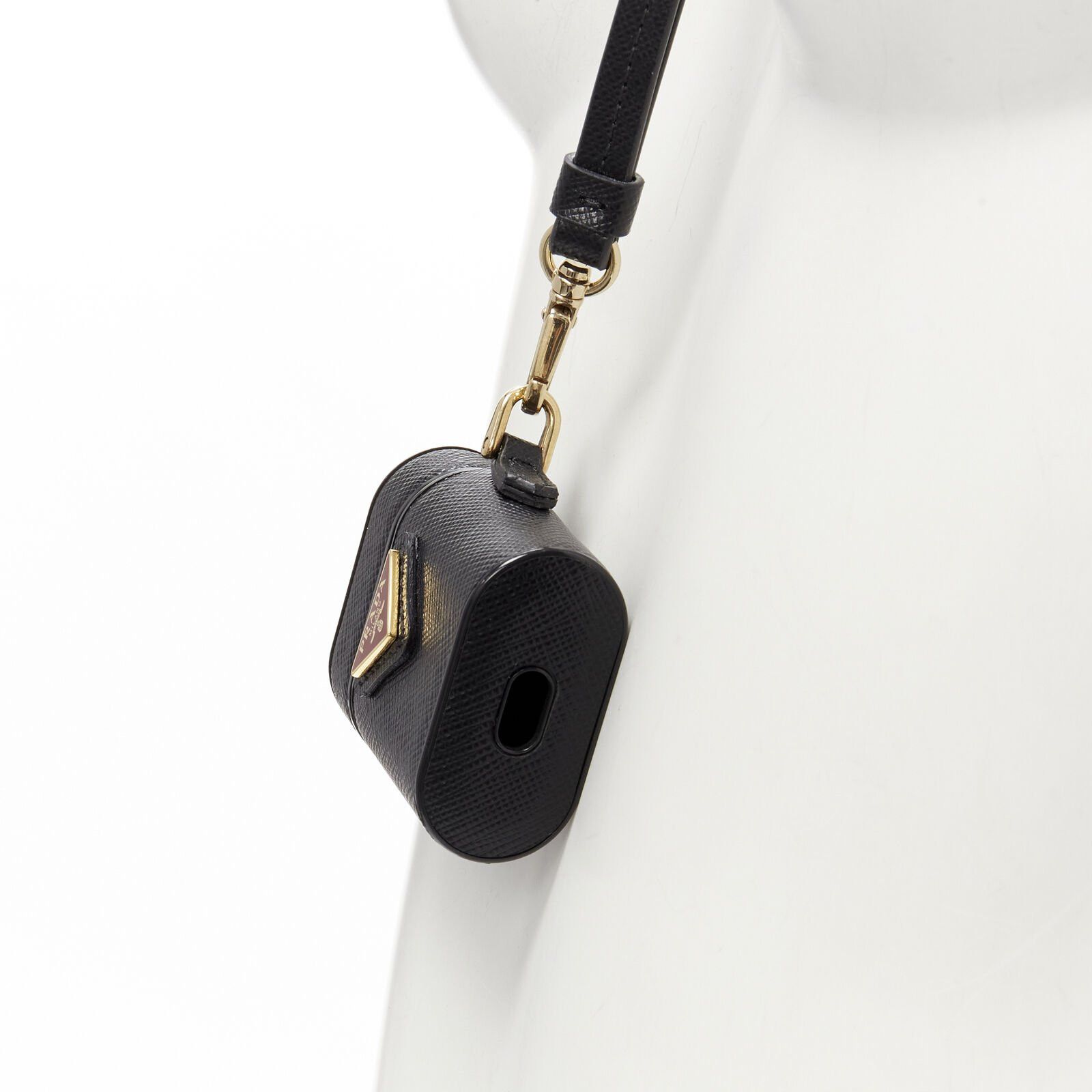 Prada PRADA Symbole Triangle logo saffiano leather AirPods lanyard bag black red Size ONE SIZE - 6 Thumbnail