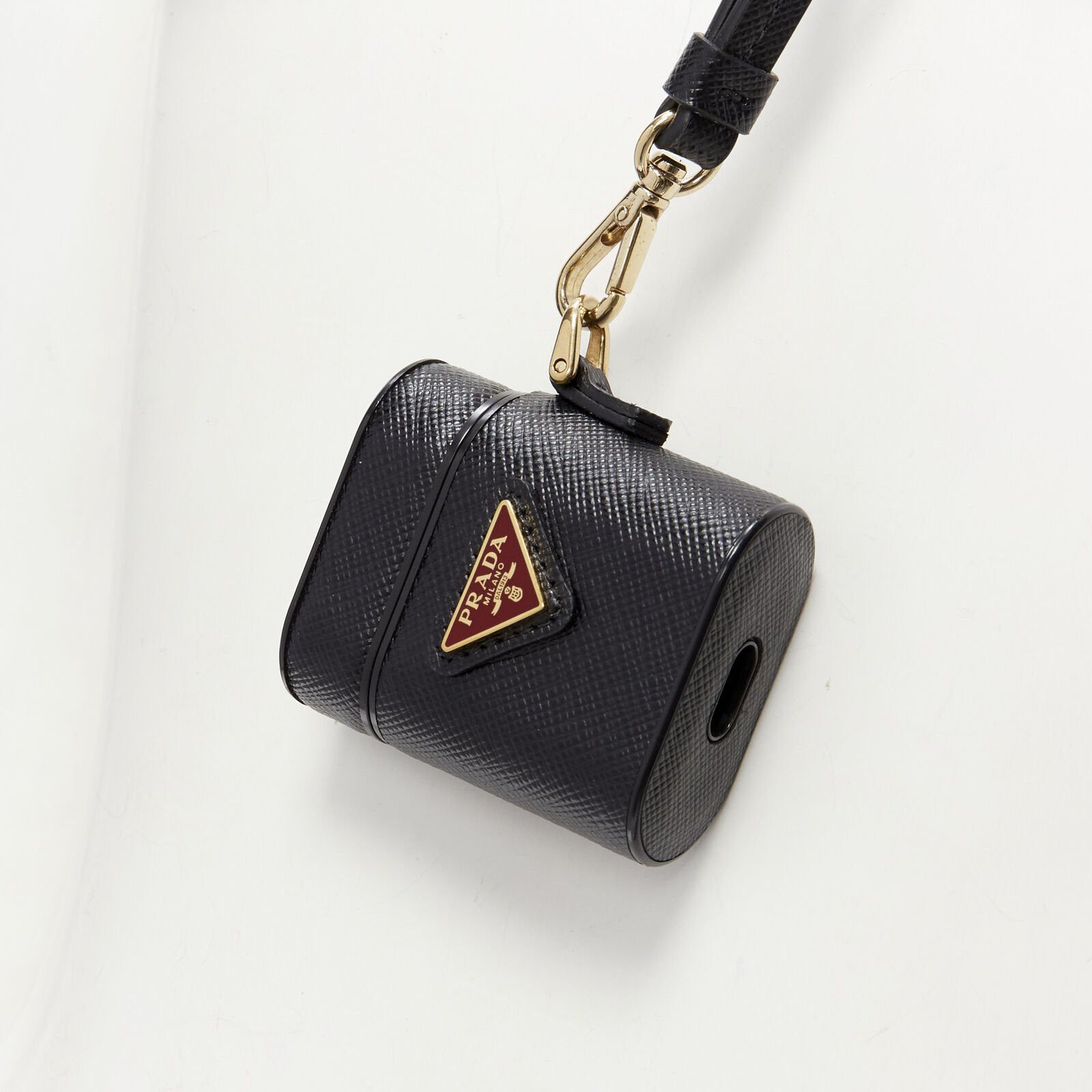 Prada PRADA Symbole Triangle logo saffiano leather AirPods lanyard bag black red Size ONE SIZE - 2 Thumbnail