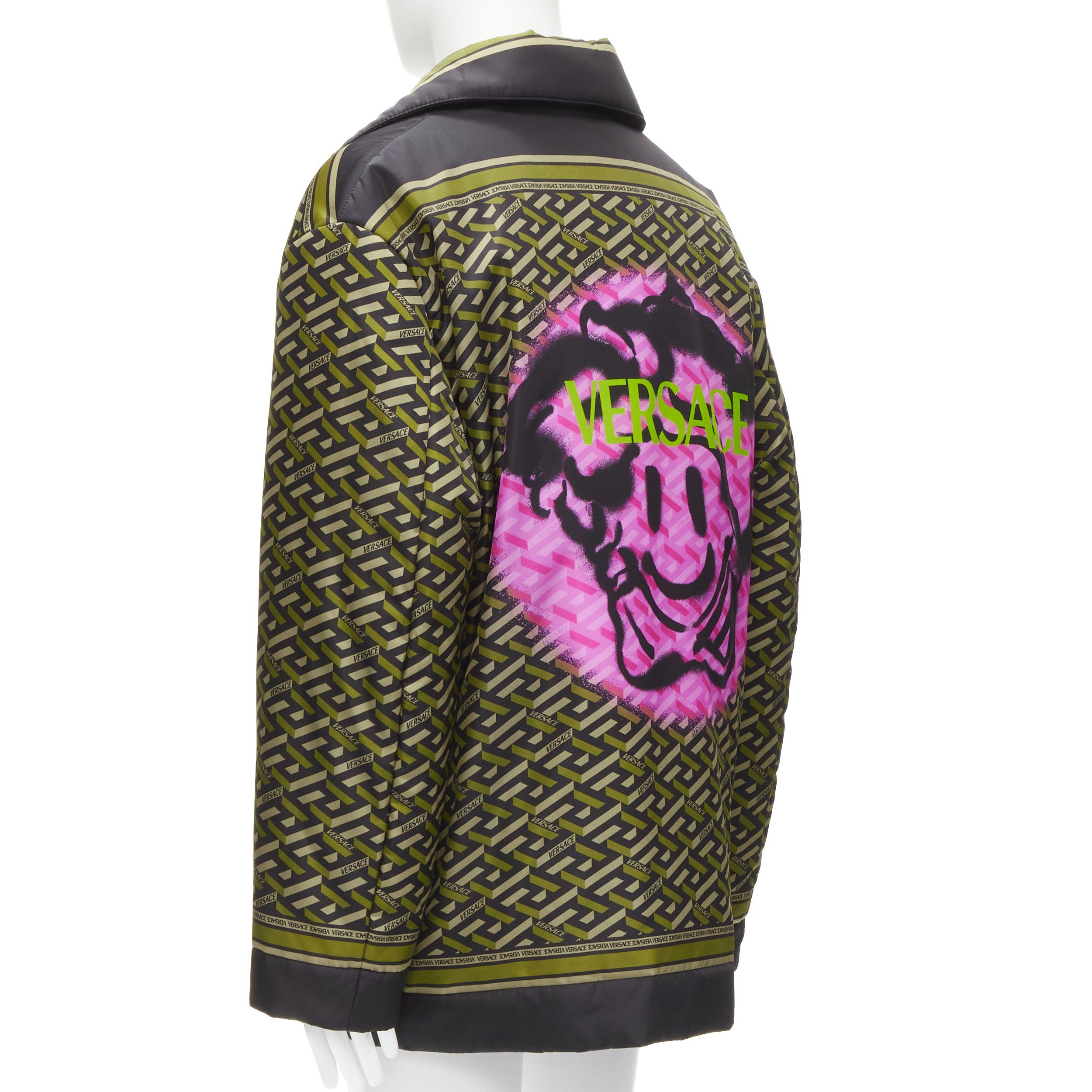 Versace VERSACE 2021 Runway La Greca Graffiti Medusa Smiley green padded coat IT48 M Size US M / EU 48-50 / 2 - 6 Thumbnail