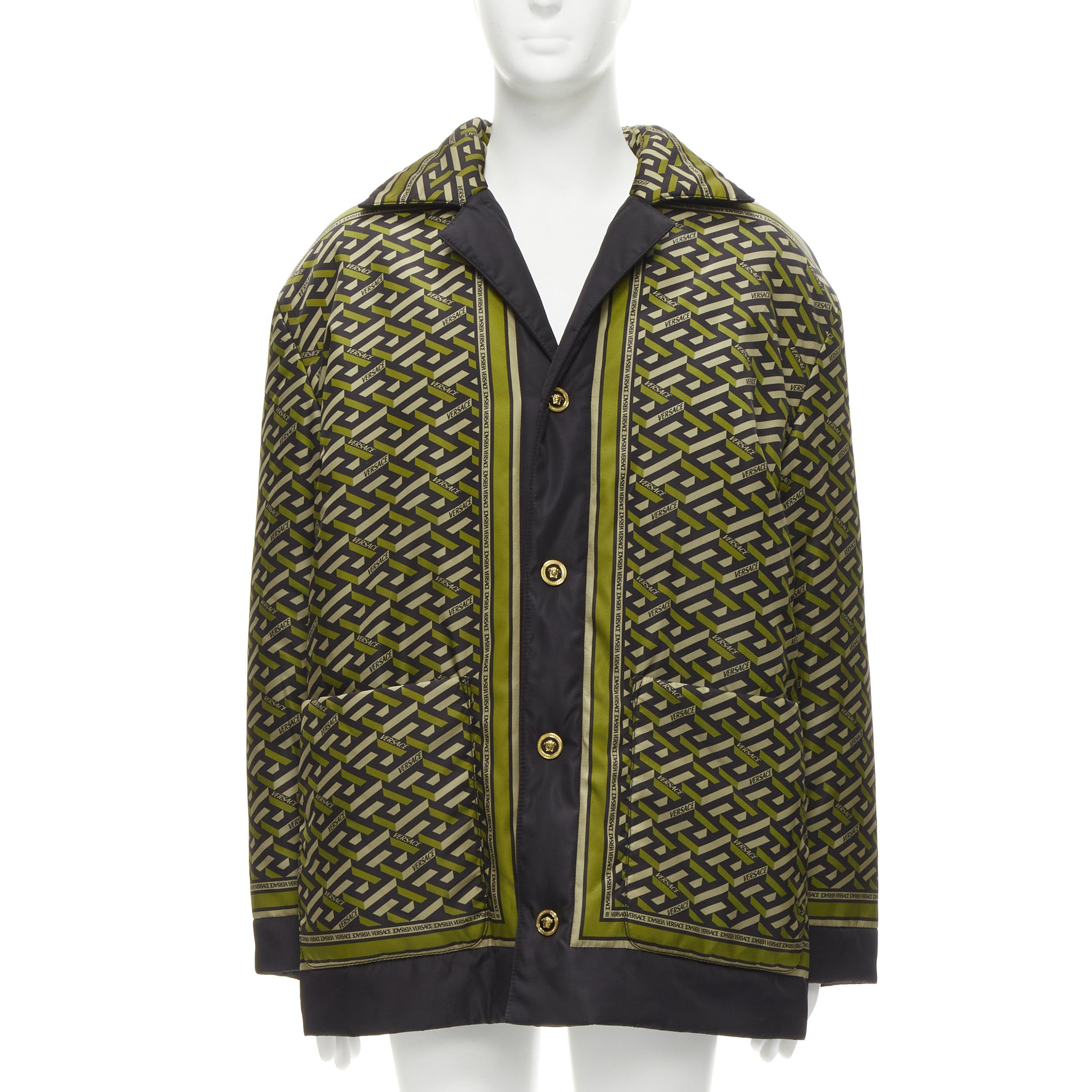 Versace VERSACE 2021 Runway La Greca Graffiti Medusa Smiley green padded coat IT48 M Size US M / EU 48-50 / 2 - 3 Thumbnail
