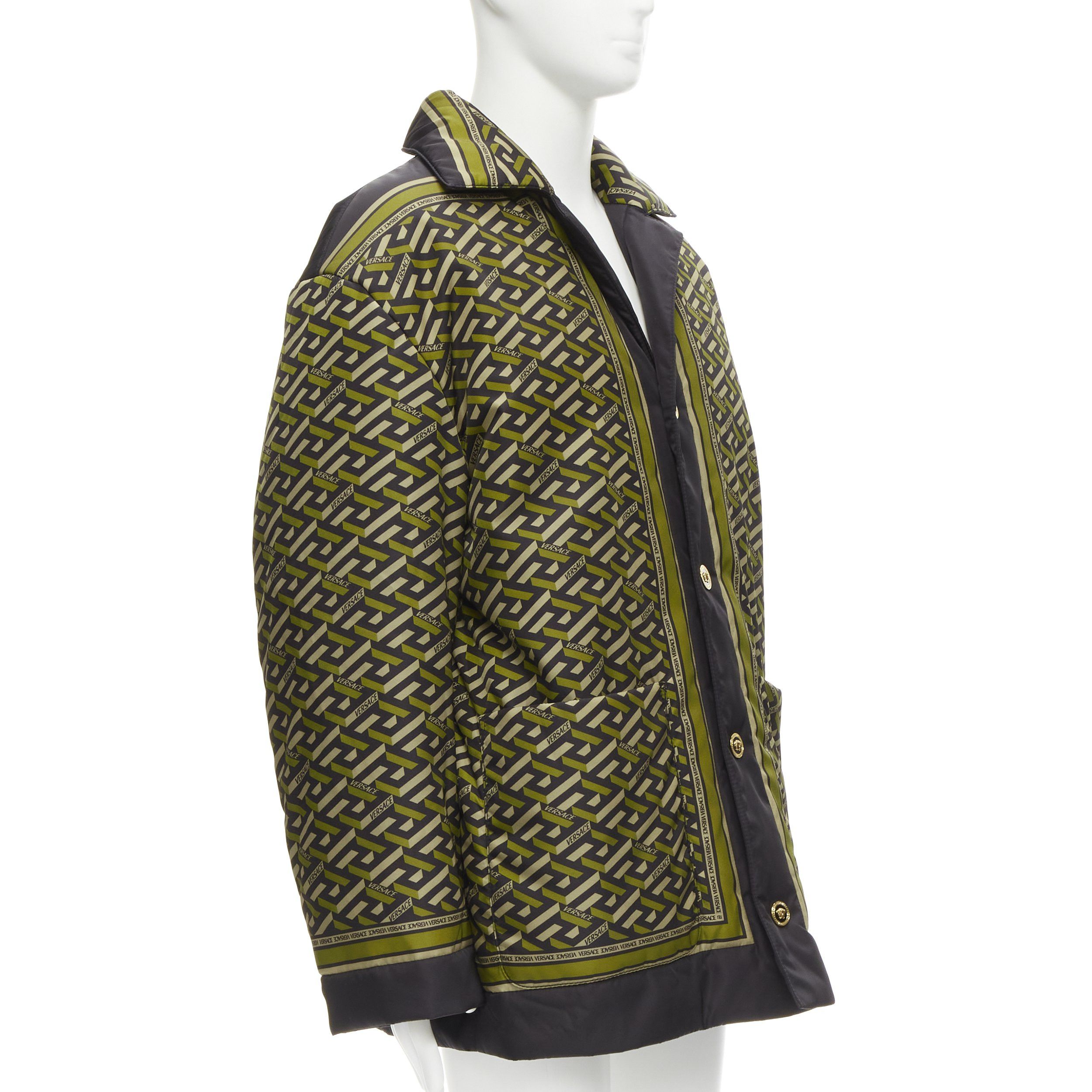 Versace VERSACE 2021 Runway La Greca Graffiti Medusa Smiley green padded coat IT48 M Size US M / EU 48-50 / 2 - 4 Thumbnail