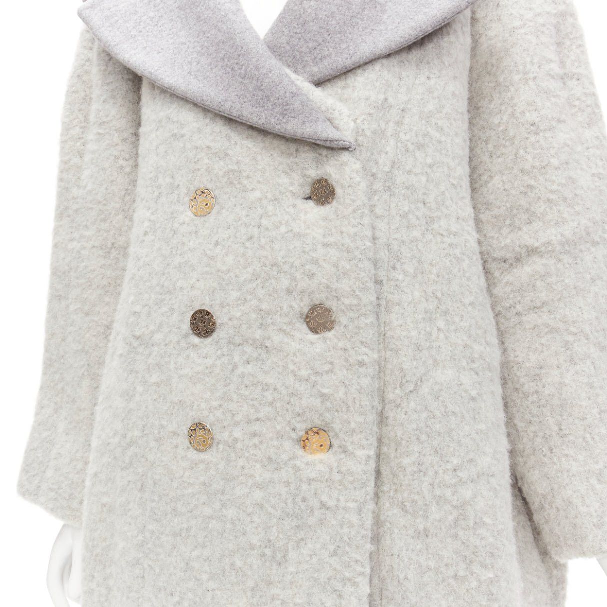 Celine OLD CELINE Phoebe Philo 2013 Runway grey wool alpaca cocoon coat FR38 M Size M / US 6-8 / IT 42-44 - 2 Thumbnail