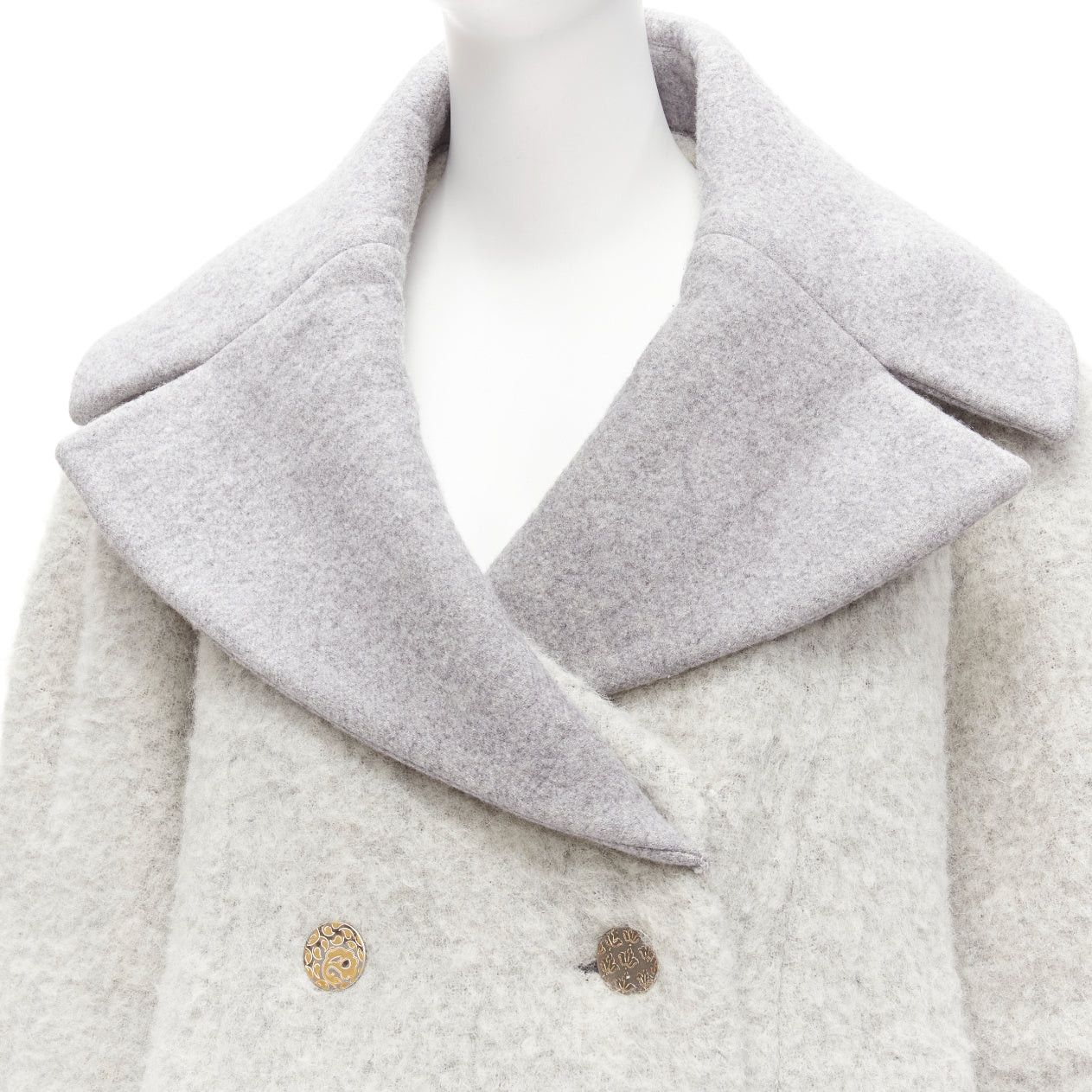 Celine OLD CELINE Phoebe Philo 2013 Runway grey wool alpaca cocoon coat FR38 M Size M / US 6-8 / IT 42-44 - 8 Thumbnail