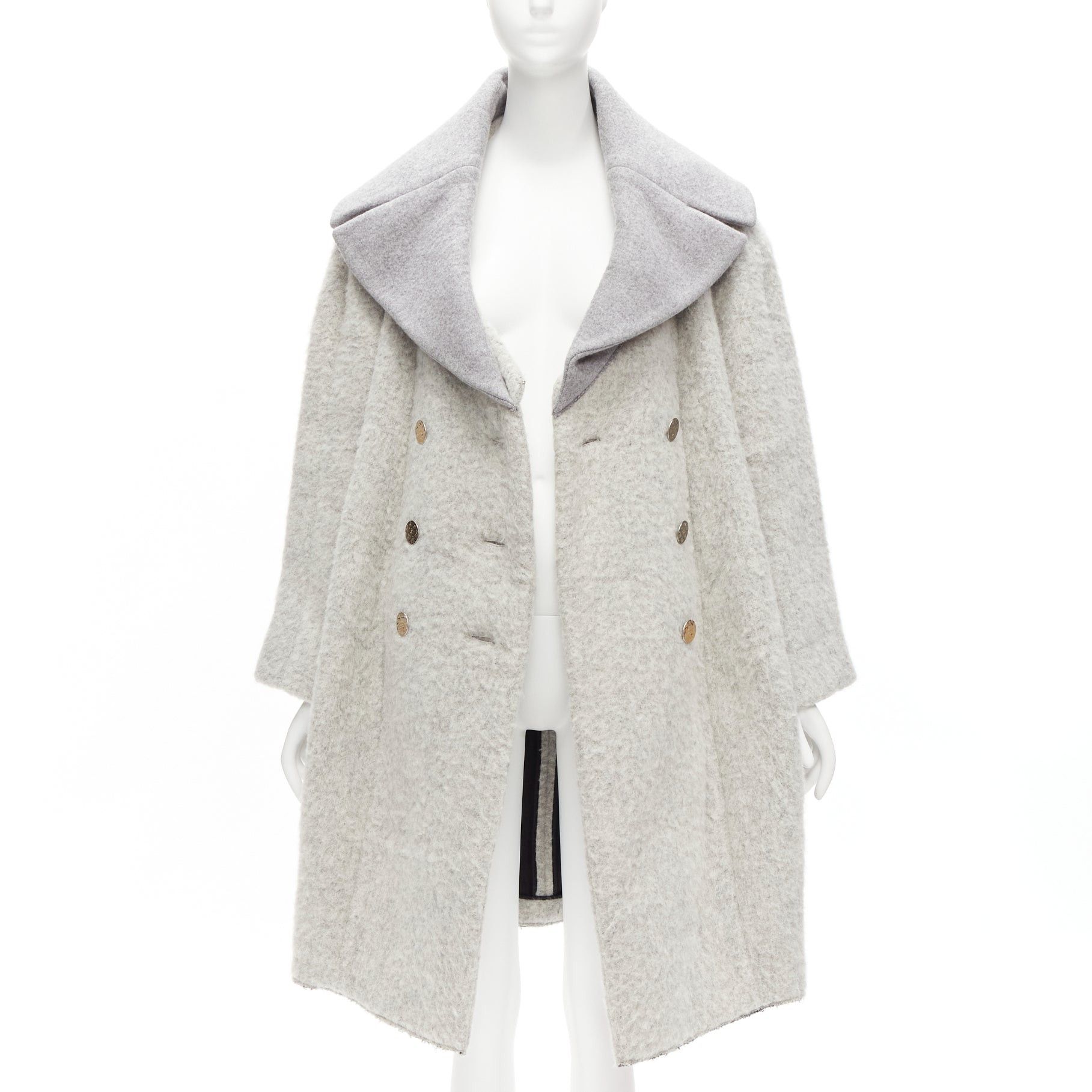 Celine OLD CELINE Phoebe Philo 2013 Runway grey wool alpaca cocoon coat FR38 M Size M / US 6-8 / IT 42-44 - 3 Thumbnail