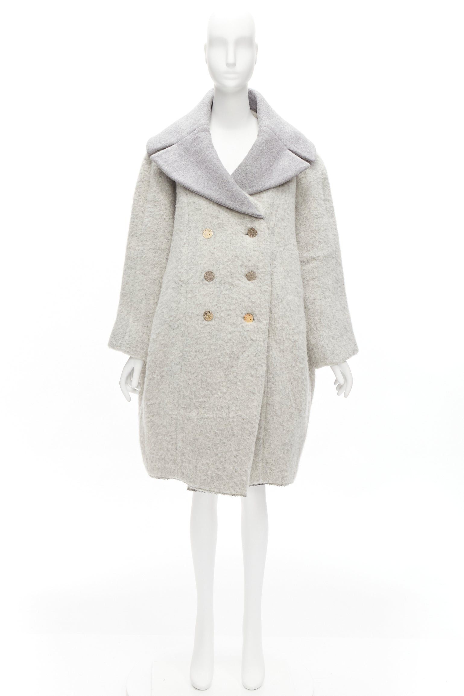 Celine OLD CELINE Phoebe Philo 2013 Runway grey wool alpaca cocoon coat FR38 M Size M / US 6-8 / IT 42-44 - 10 Thumbnail