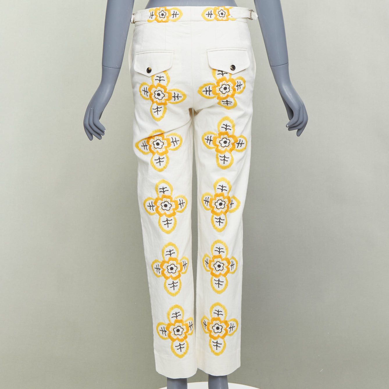 Bode BODE Buttercup ecru yellow embroidery floral straight leg pants 25" Size 25" / US 0 / IT 36 - 5 Thumbnail