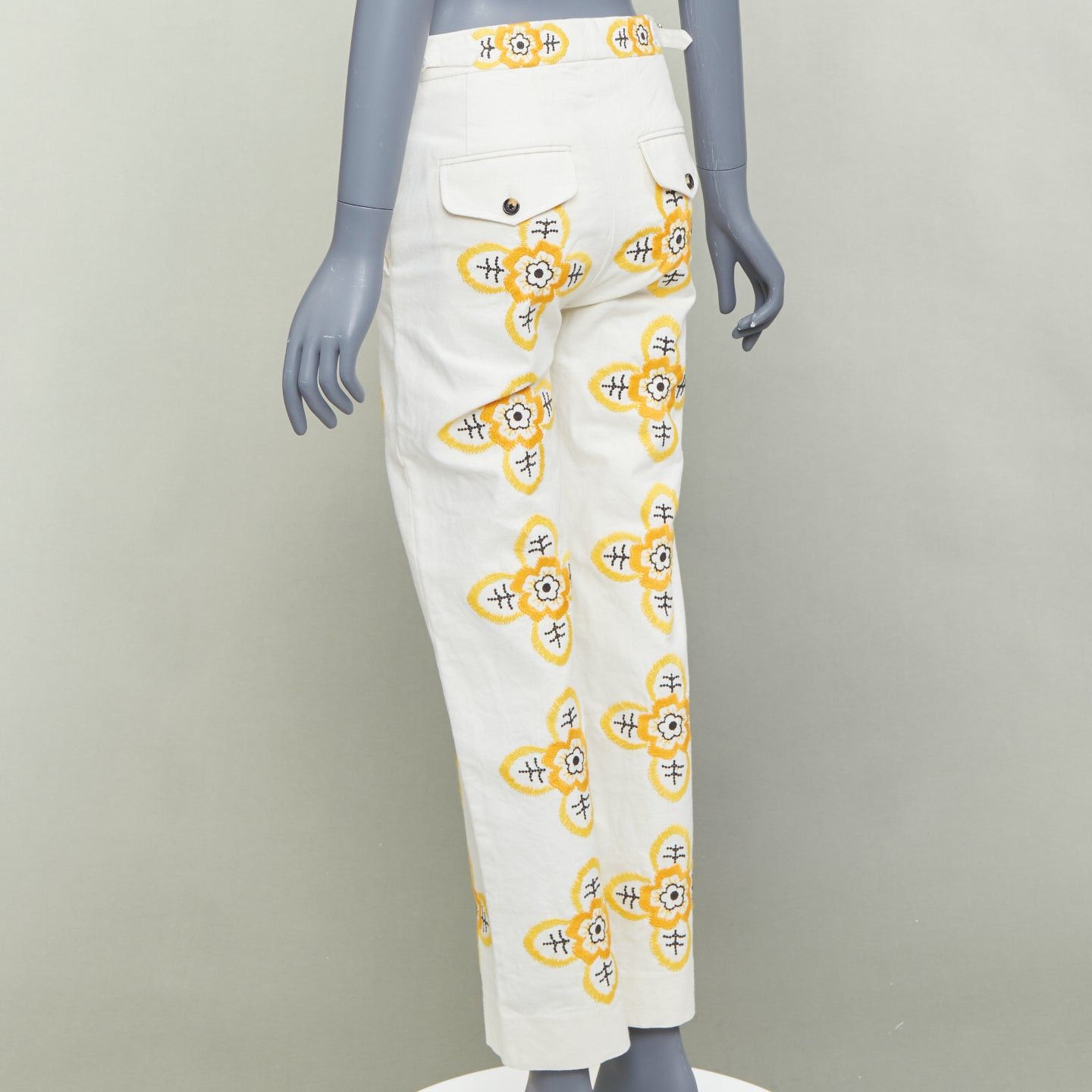 Bode BODE Buttercup ecru yellow embroidery floral straight leg pants 25" Size 25" / US 0 / IT 36 - 6 Thumbnail