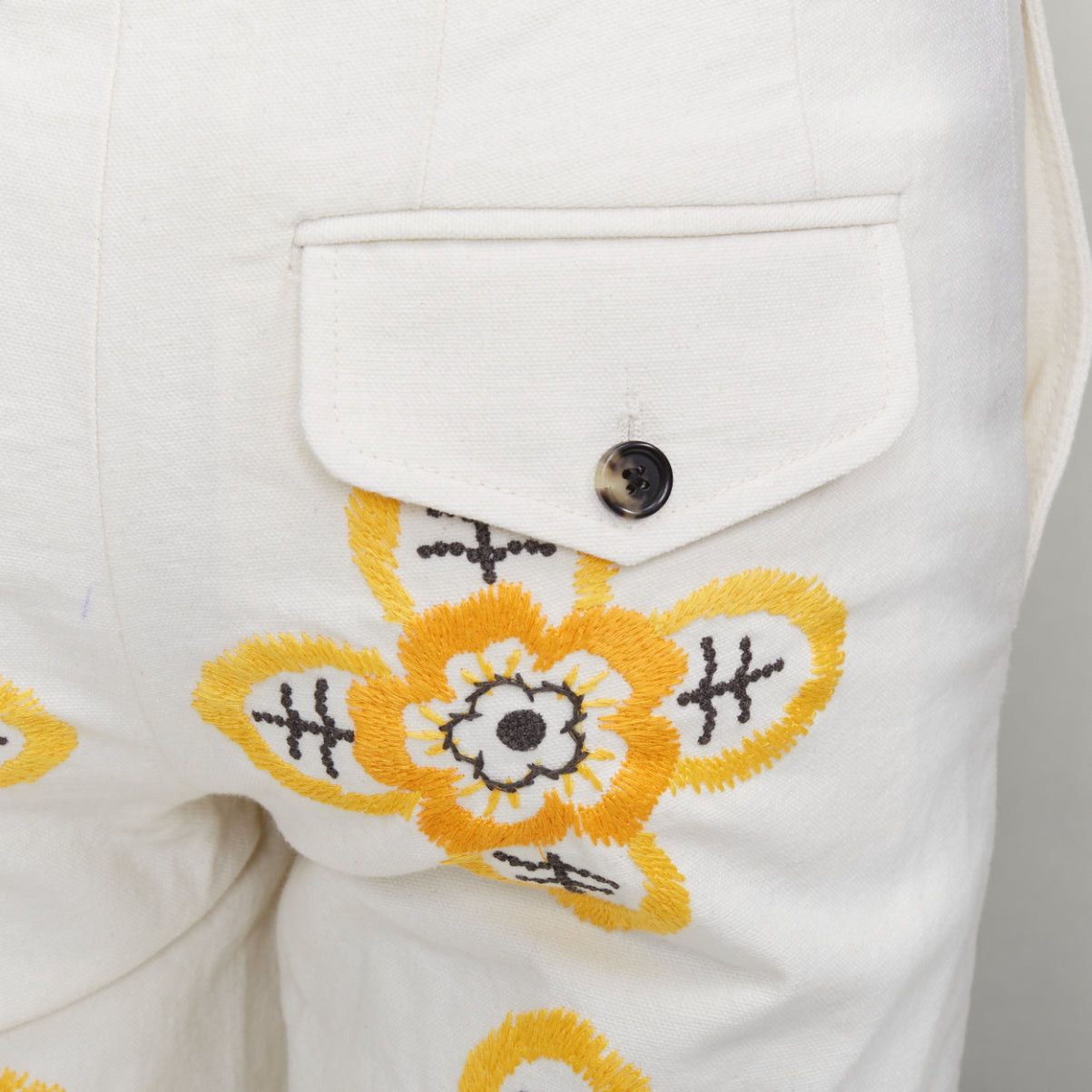 Bode BODE Buttercup ecru yellow embroidery floral straight leg pants 25" Size 25" / US 0 / IT 36 - 2 Thumbnail