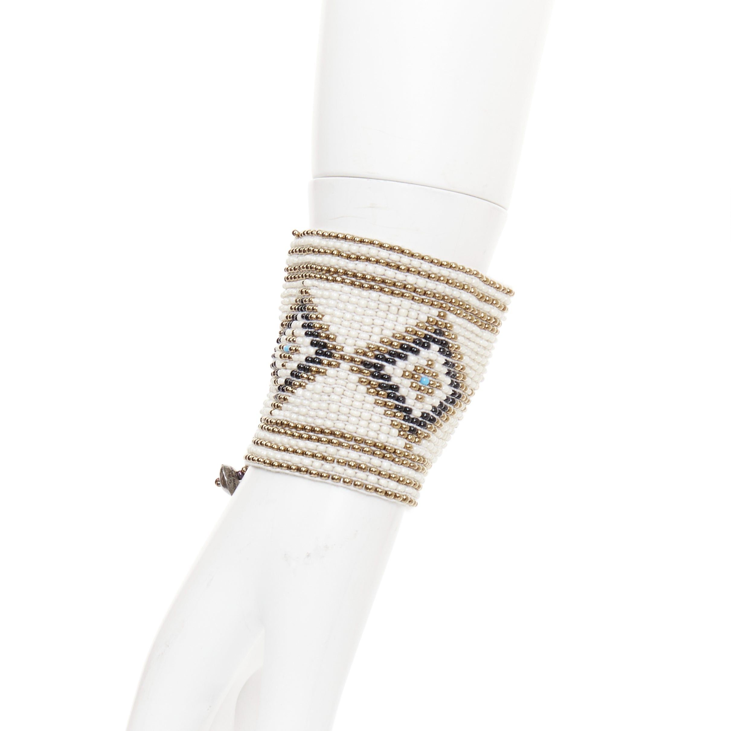 Saint Laurent Paris rare SAINT LAURENT Hedi Slimane Hippie Miyuki ethnic bead elastic cuff bracelet Size ONE SIZE - 3 Thumbnail