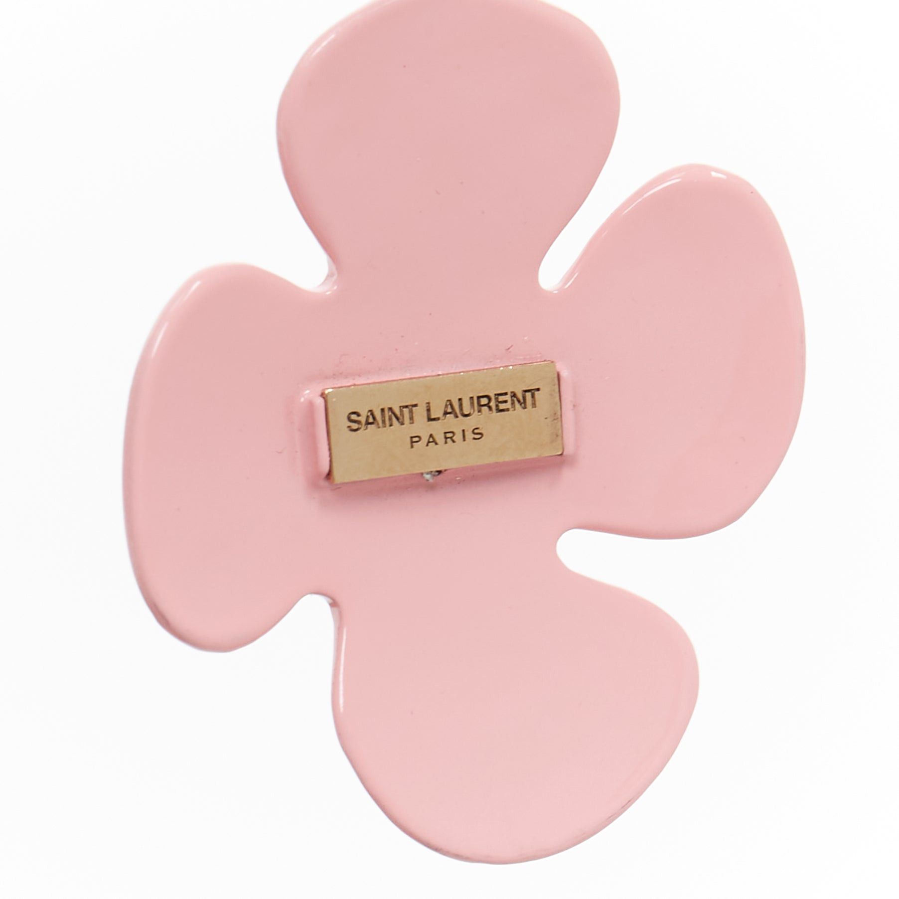 Saint Laurent Paris SAINT LAUERNT 2021 Runway turquoise stone pink daisy enamel clip earrings Pair Size ONE SIZE - 6 Thumbnail