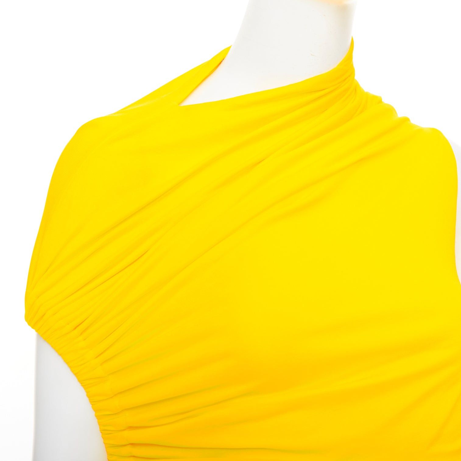 Salvatore Ferragamo FERRAGAMO Maximilian Davis 2023 Runway yellow asymmetric ruched dress IT38 XS Size XS / US 0-2 / IT 36-38 - 7 Thumbnail