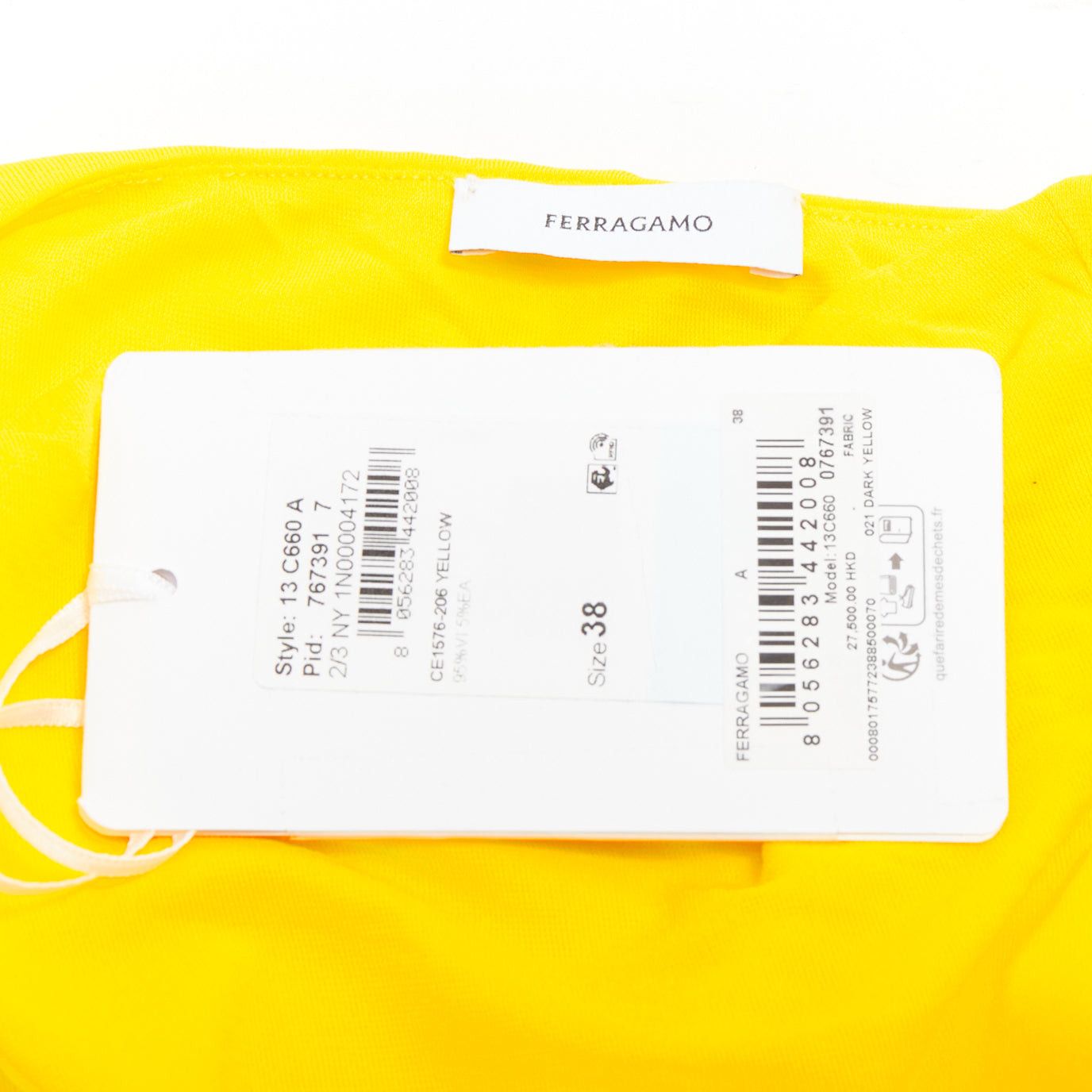Salvatore Ferragamo FERRAGAMO Maximilian Davis 2023 Runway yellow asymmetric ruched dress IT38 XS Size XS / US 0-2 / IT 36-38 - 10 Thumbnail