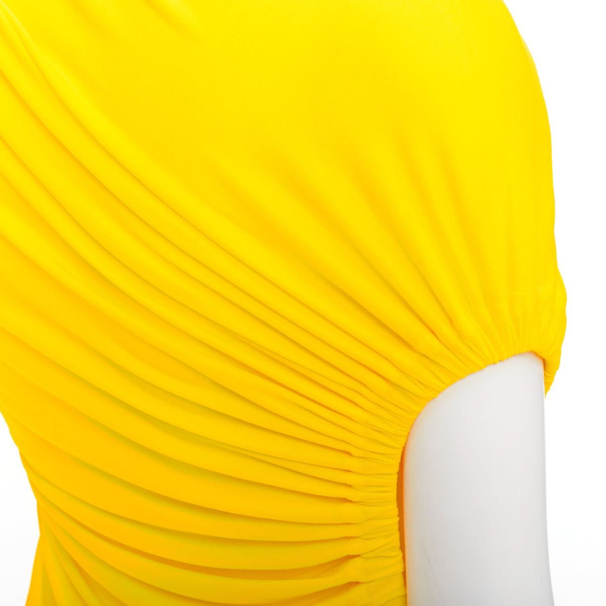 Salvatore Ferragamo FERRAGAMO Maximilian Davis 2023 Runway yellow asymmetric ruched dress IT38 XS Size XS / US 0-2 / IT 36-38 - 8 Thumbnail