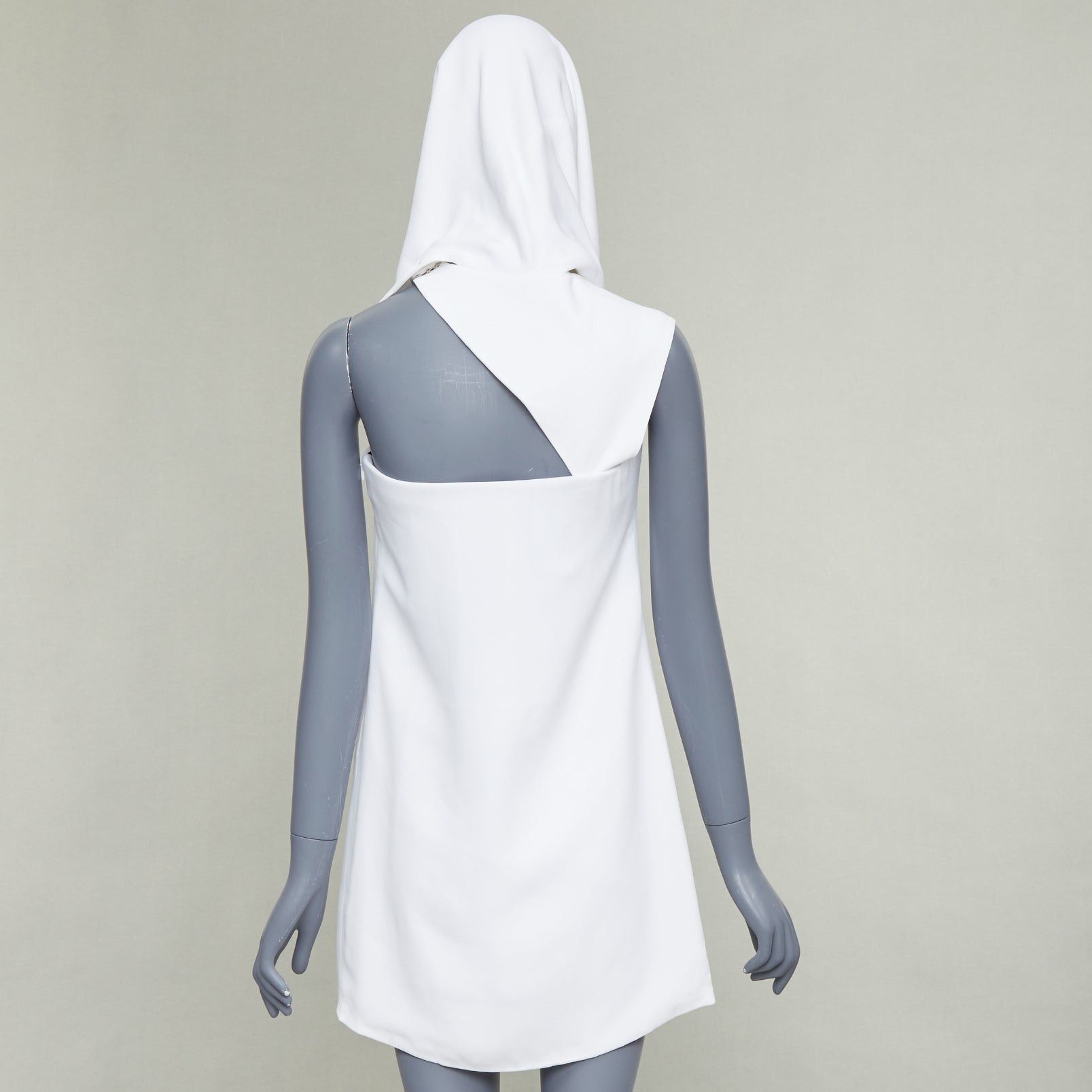 Salvatore Ferragamo FERRAGAMO Maximilian Davis 2023 Runway Bridal white hood crepe mini dress IT42 M Size M / US 6-8 / IT 42-44 - 4 Thumbnail