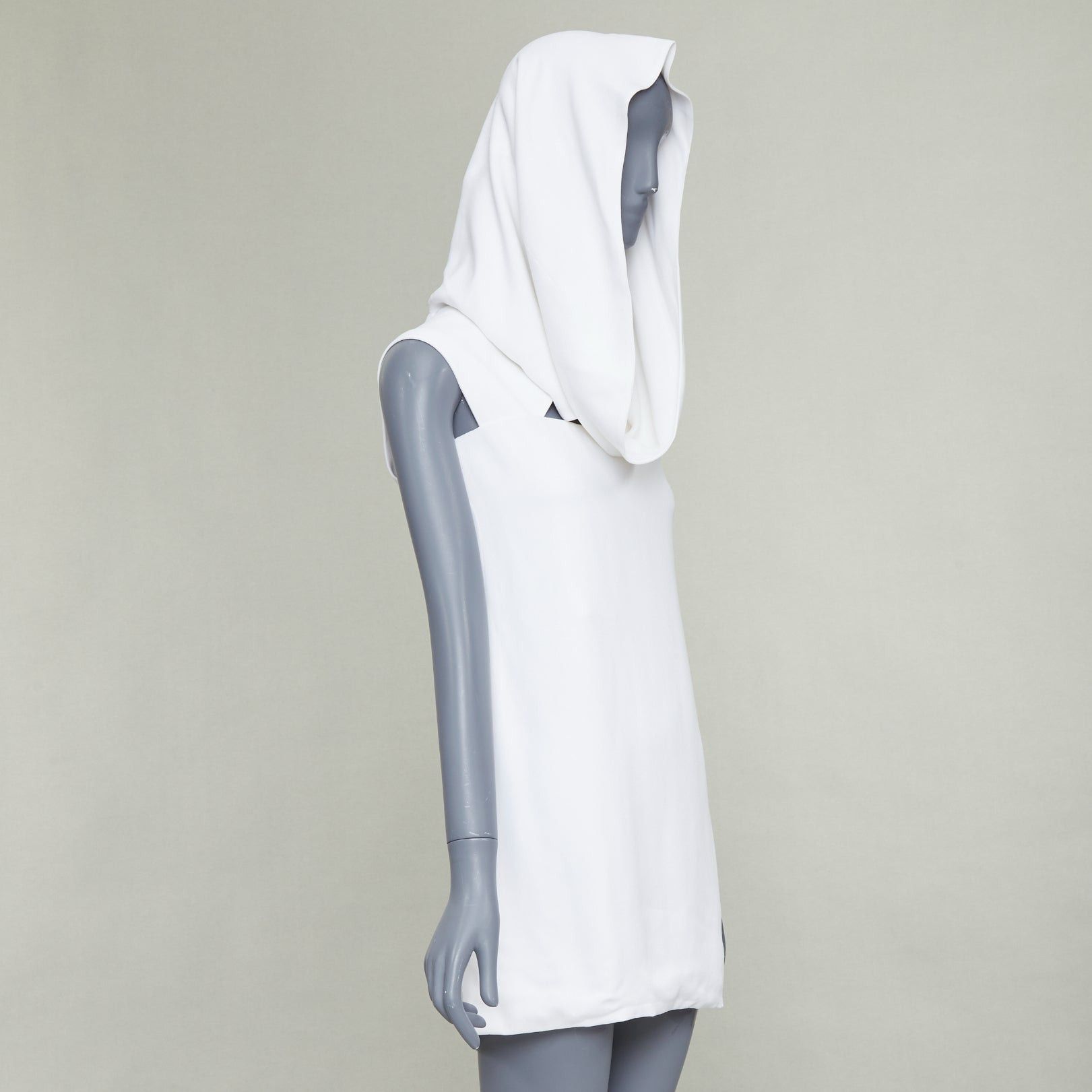 Salvatore Ferragamo FERRAGAMO Maximilian Davis 2023 Runway Bridal white hood crepe mini dress IT42 M Size M / US 6-8 / IT 42-44 - 2 Thumbnail