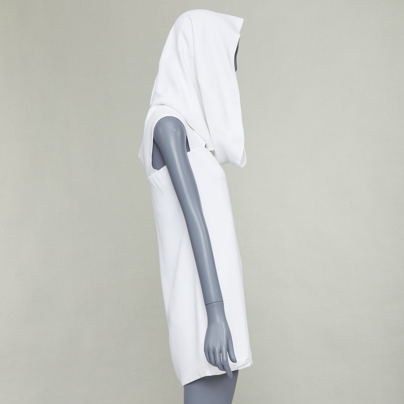 Salvatore Ferragamo FERRAGAMO Maximilian Davis 2023 Runway Bridal white hood crepe mini dress IT42 M Size M / US 6-8 / IT 42-44 - 3 Thumbnail