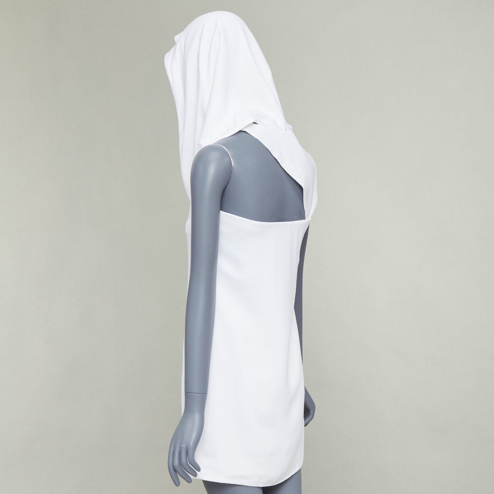 Salvatore Ferragamo FERRAGAMO Maximilian Davis 2023 Runway Bridal white hood crepe mini dress IT42 M Size M / US 6-8 / IT 42-44 - 5 Thumbnail