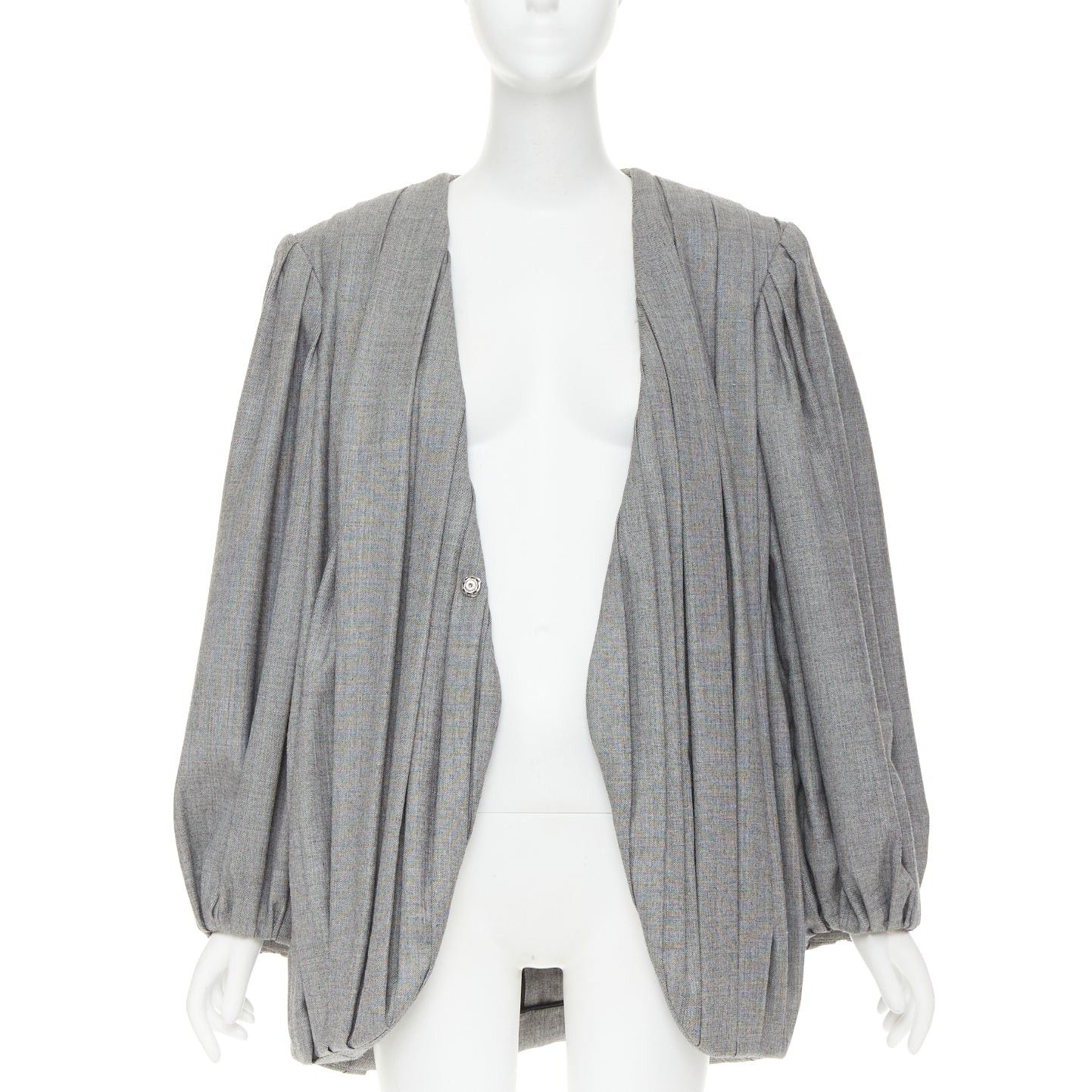 Louis Vuitton LOUIS VUITTON 2023 Runway grey pleated balloon sleeves power shoulder jacket Size M / US 6-8 / IT 42-44 - 3 Thumbnail