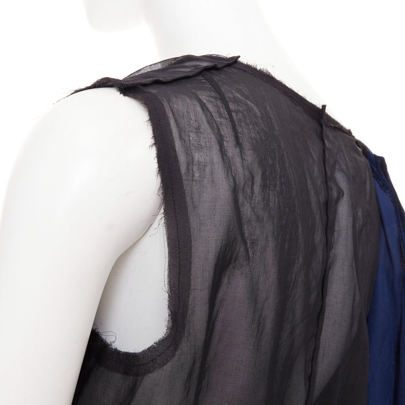 Comme des Garcons COMME DES GARCONS 1998 Vintage Fusion navy velvet black sheer deconstructed vest Size M / US 6-8 / IT 42-44 - 6 Thumbnail