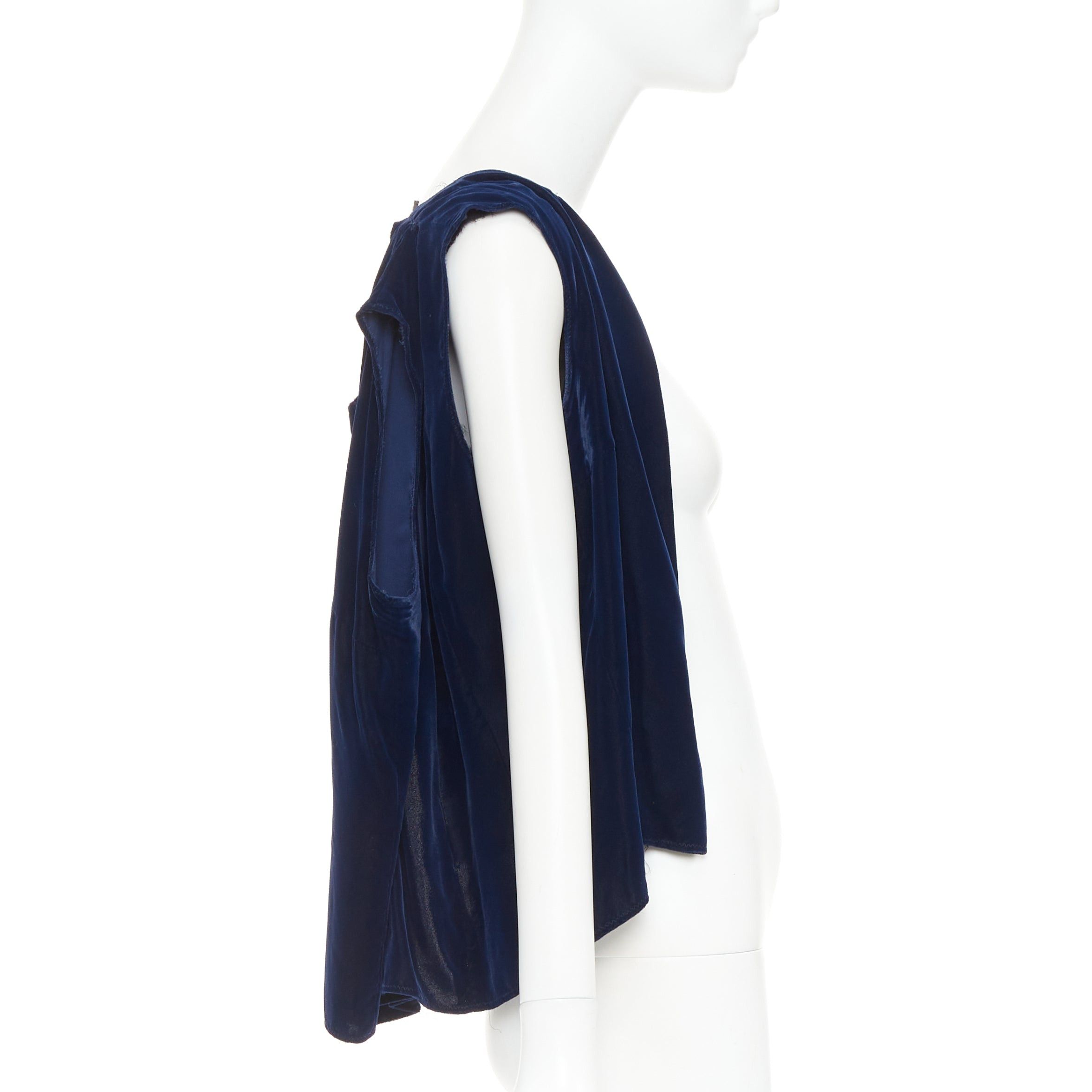 Comme des Garcons COMME DES GARCONS 1998 Vintage Fusion navy velvet black sheer deconstructed vest Size M / US 6-8 / IT 42-44 - 4 Thumbnail