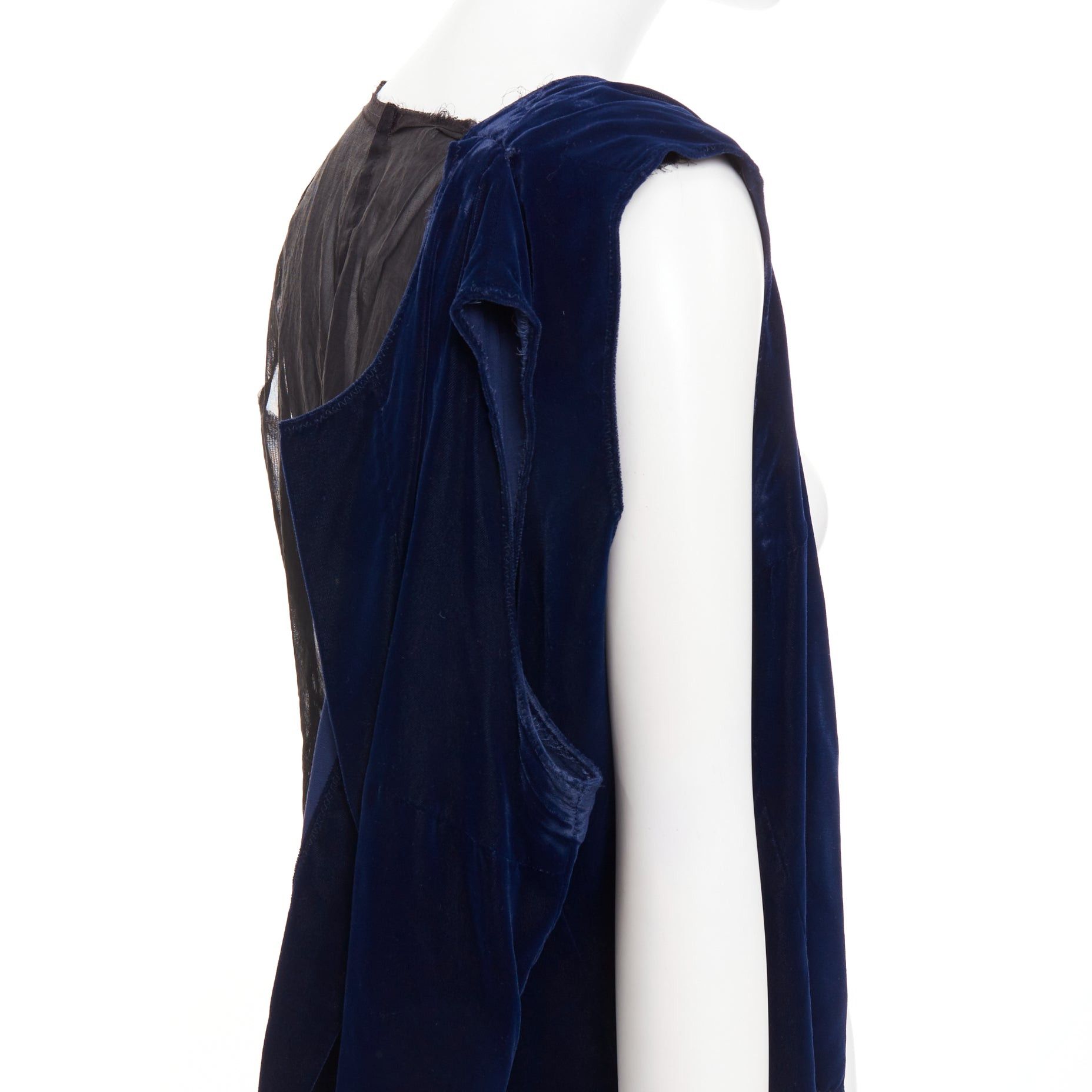 Comme des Garcons COMME DES GARCONS 1998 Vintage Fusion navy velvet black sheer deconstructed vest Size M / US 6-8 / IT 42-44 - 7 Thumbnail