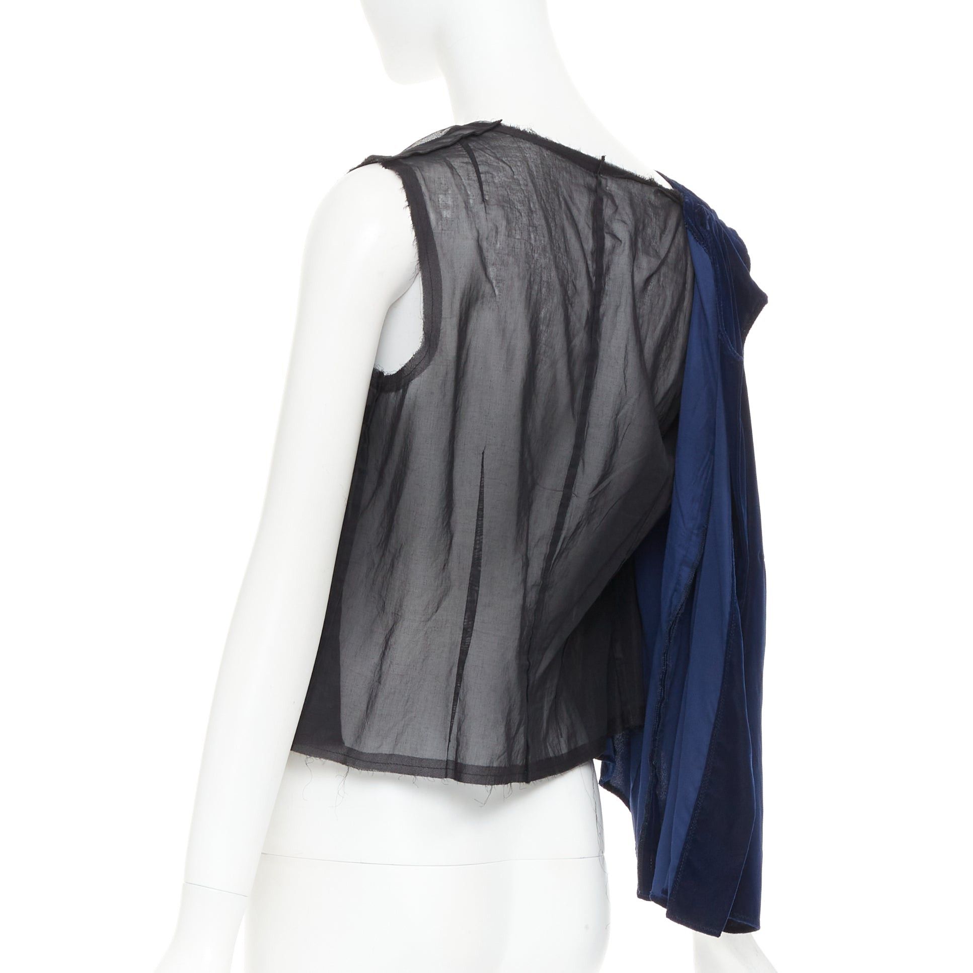 Comme des Garcons COMME DES GARCONS 1998 Vintage Fusion navy velvet black sheer deconstructed vest Size M / US 6-8 / IT 42-44 - 5 Thumbnail