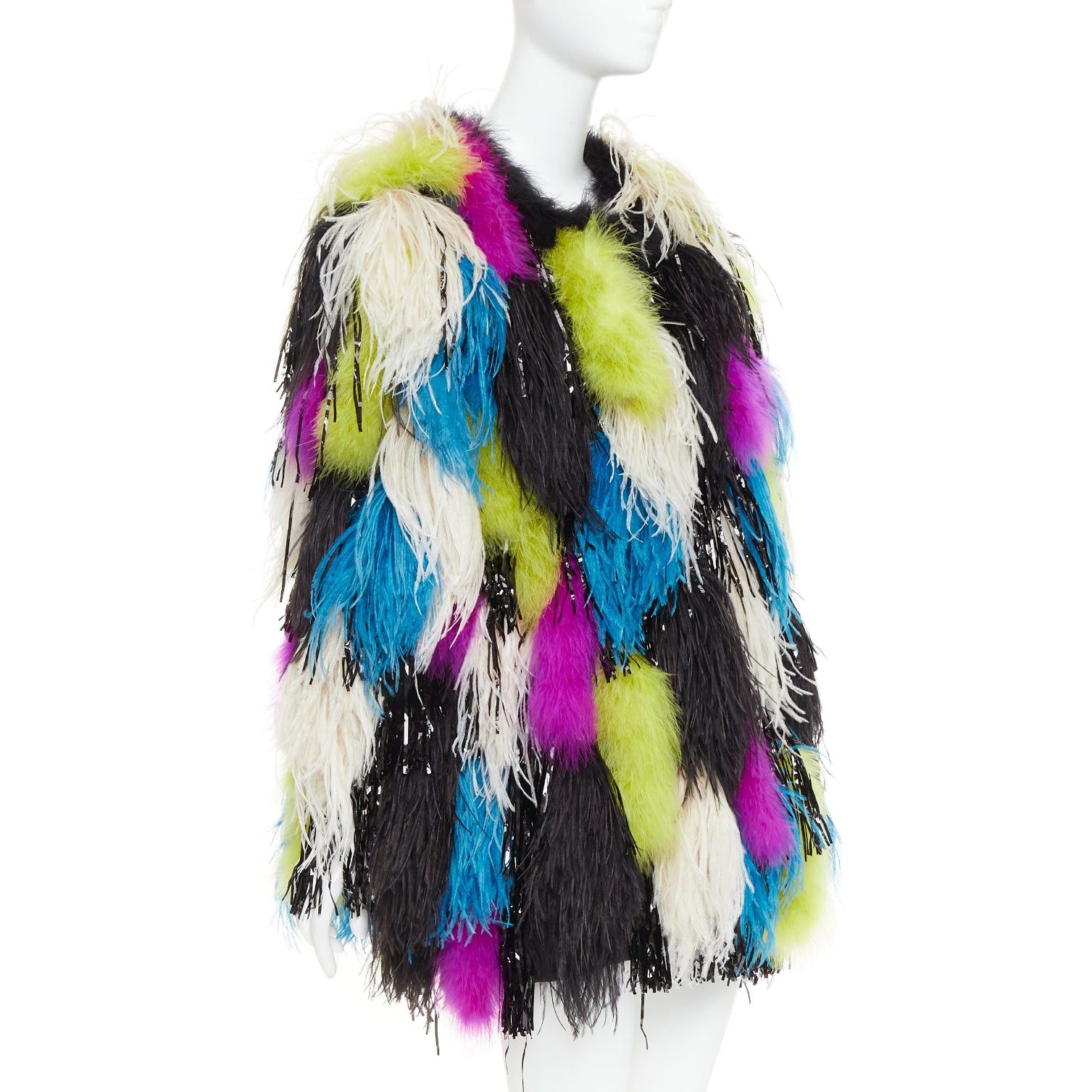Alexandre Vauthier rare ALEXANDRE VAUTHIER COUTURE SS2022 Runway Maison Lemarie ostrich feather tinsel coat Size S / US 4 / IT 40 - 4 Thumbnail