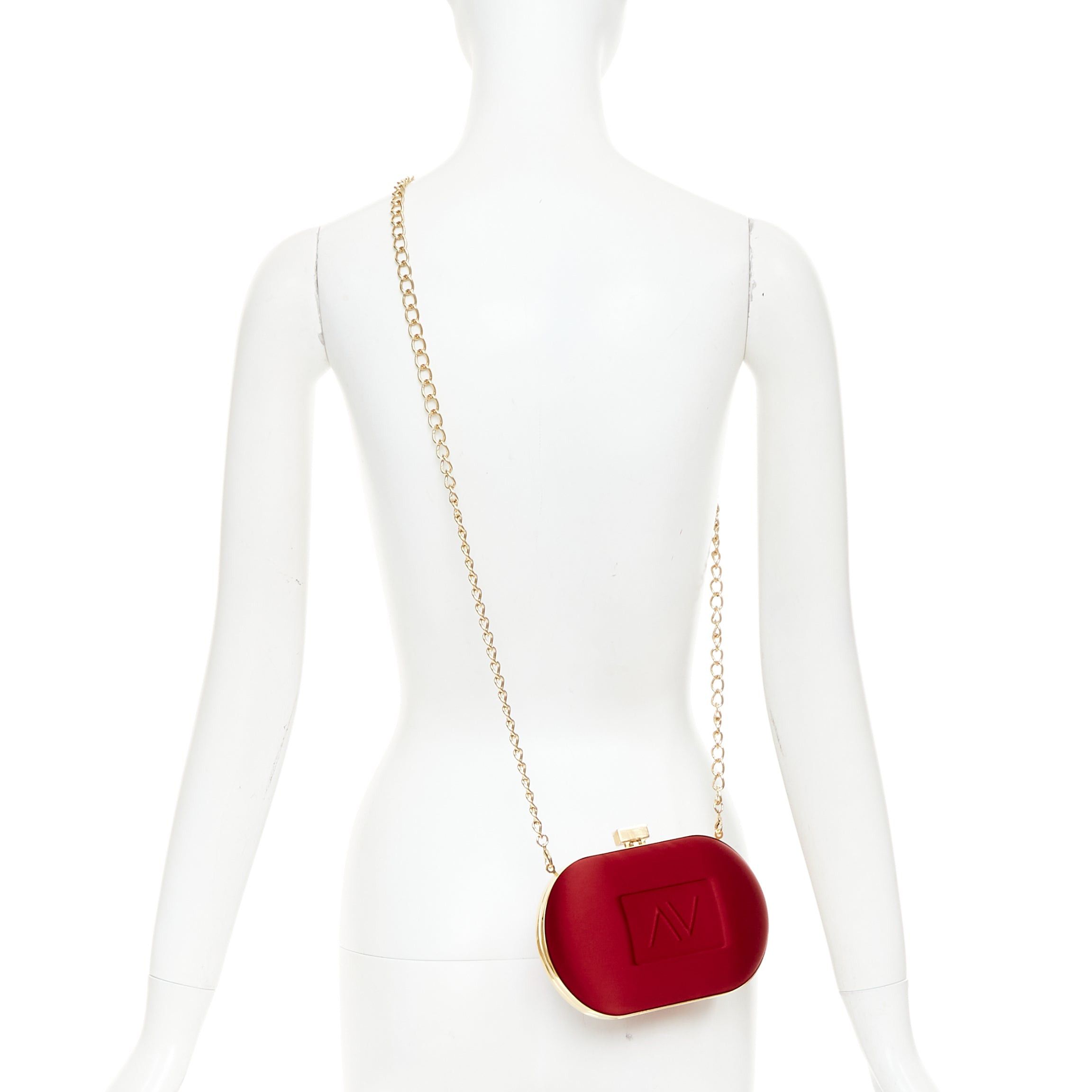 Alexandre Vauthier ALEXANDRE VAUTHIER red silk satin logo embossed gold chain oval clutch Lady Gaga Size ONE SIZE - 2 Thumbnail