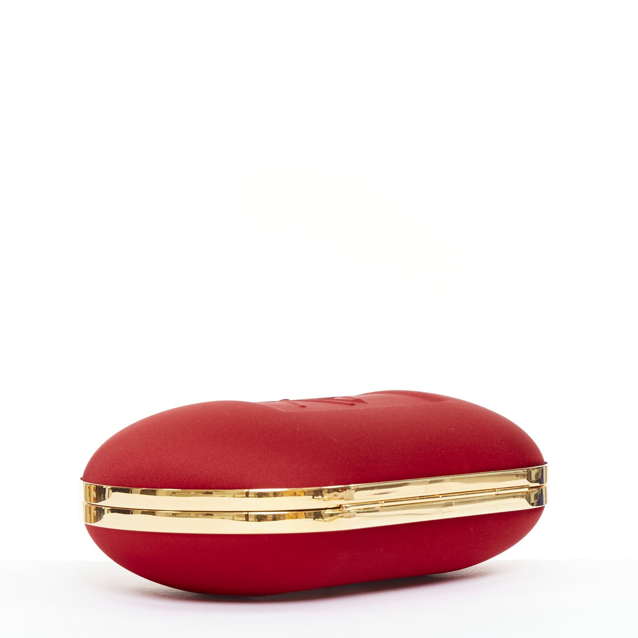 Alexandre Vauthier ALEXANDRE VAUTHIER red silk satin logo embossed gold chain oval clutch Lady Gaga Size ONE SIZE - 6 Thumbnail