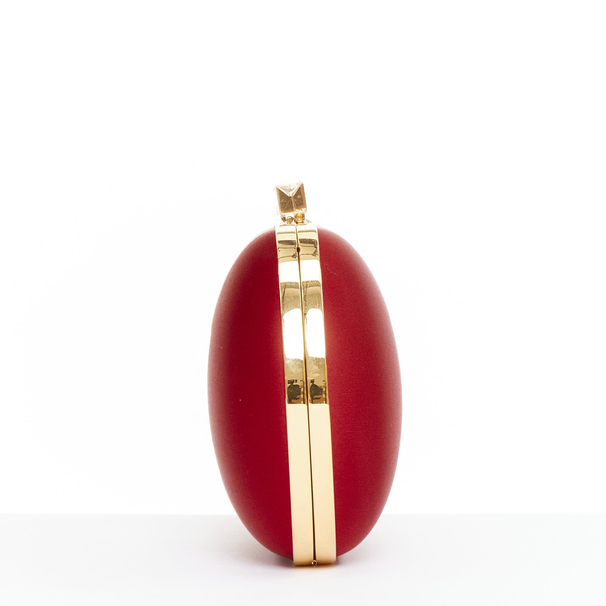 Alexandre Vauthier ALEXANDRE VAUTHIER red silk satin logo embossed gold chain oval clutch Lady Gaga Size ONE SIZE - 4 Thumbnail