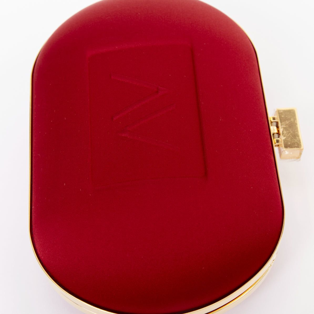 Alexandre Vauthier ALEXANDRE VAUTHIER red silk satin logo embossed gold chain oval clutch Lady Gaga Size ONE SIZE - 9 Thumbnail