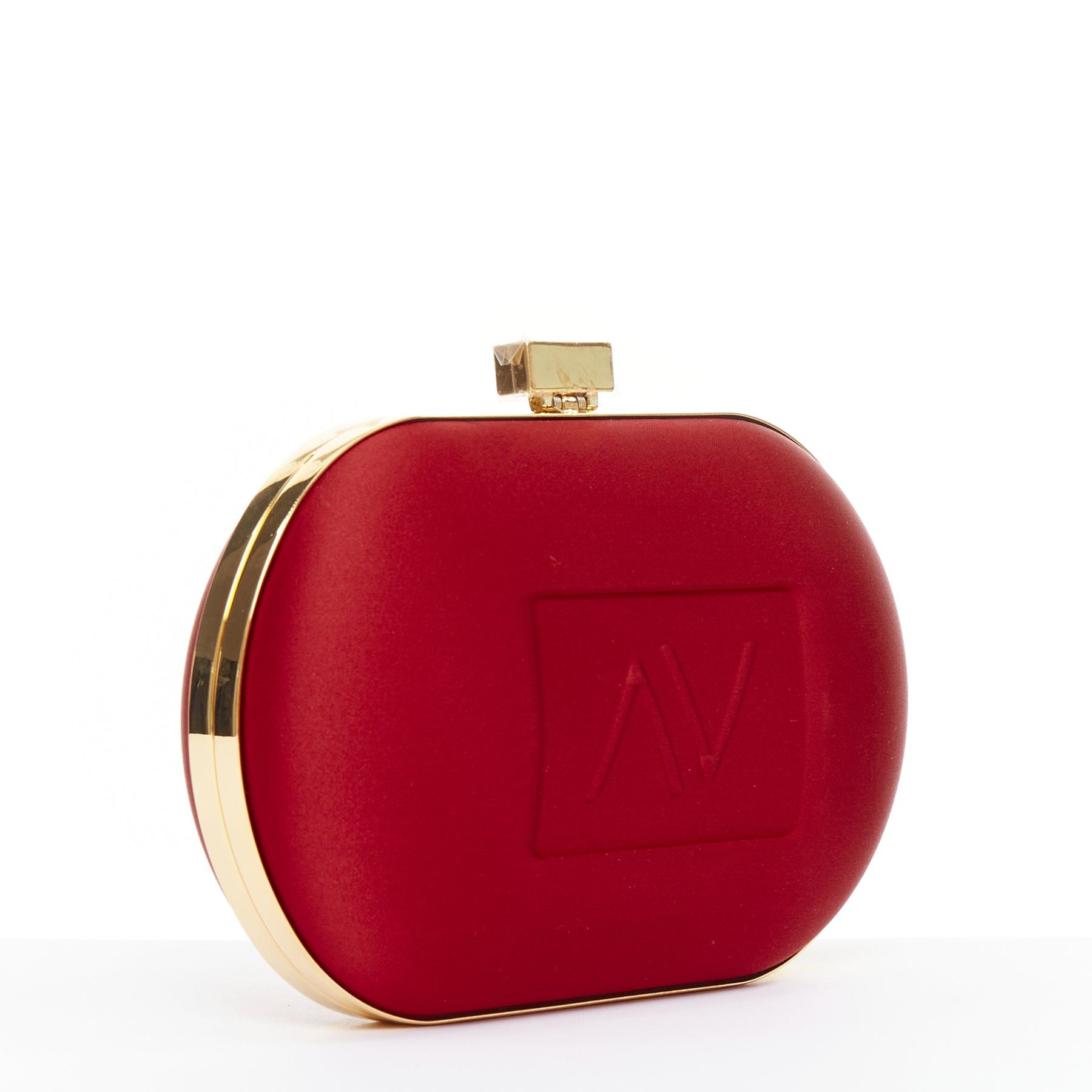 Alexandre Vauthier ALEXANDRE VAUTHIER red silk satin logo embossed gold chain oval clutch Lady Gaga Size ONE SIZE - 3 Thumbnail