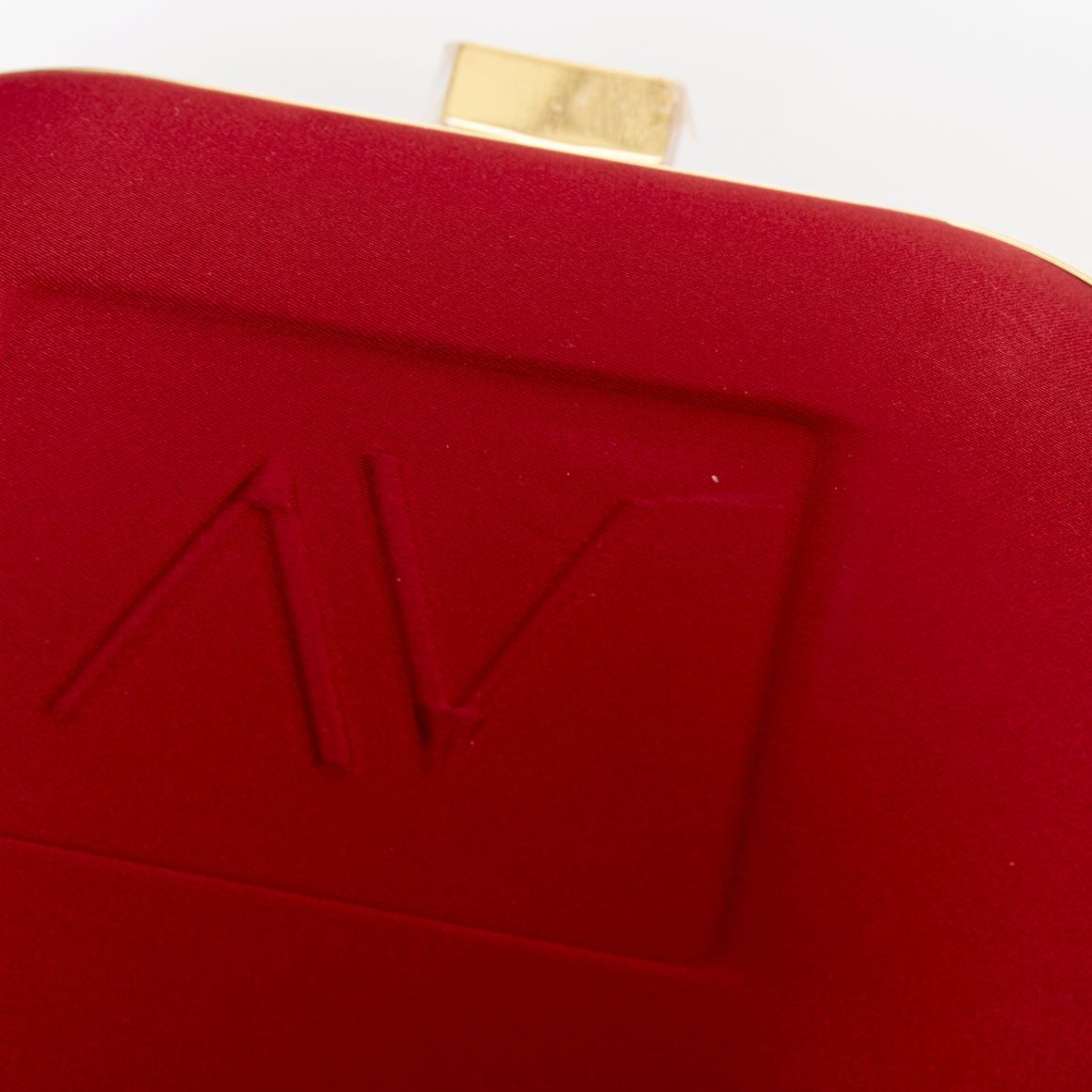Alexandre Vauthier ALEXANDRE VAUTHIER red silk satin logo embossed gold chain oval clutch Lady Gaga Size ONE SIZE - 8 Thumbnail